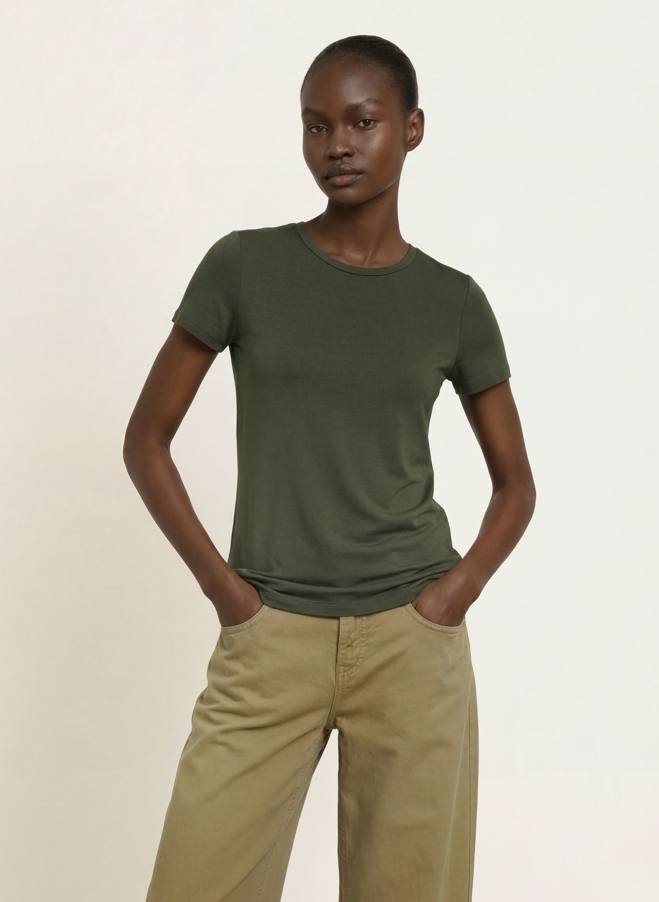 MAJESTIC FILATURES T-Shirt: KHAKI