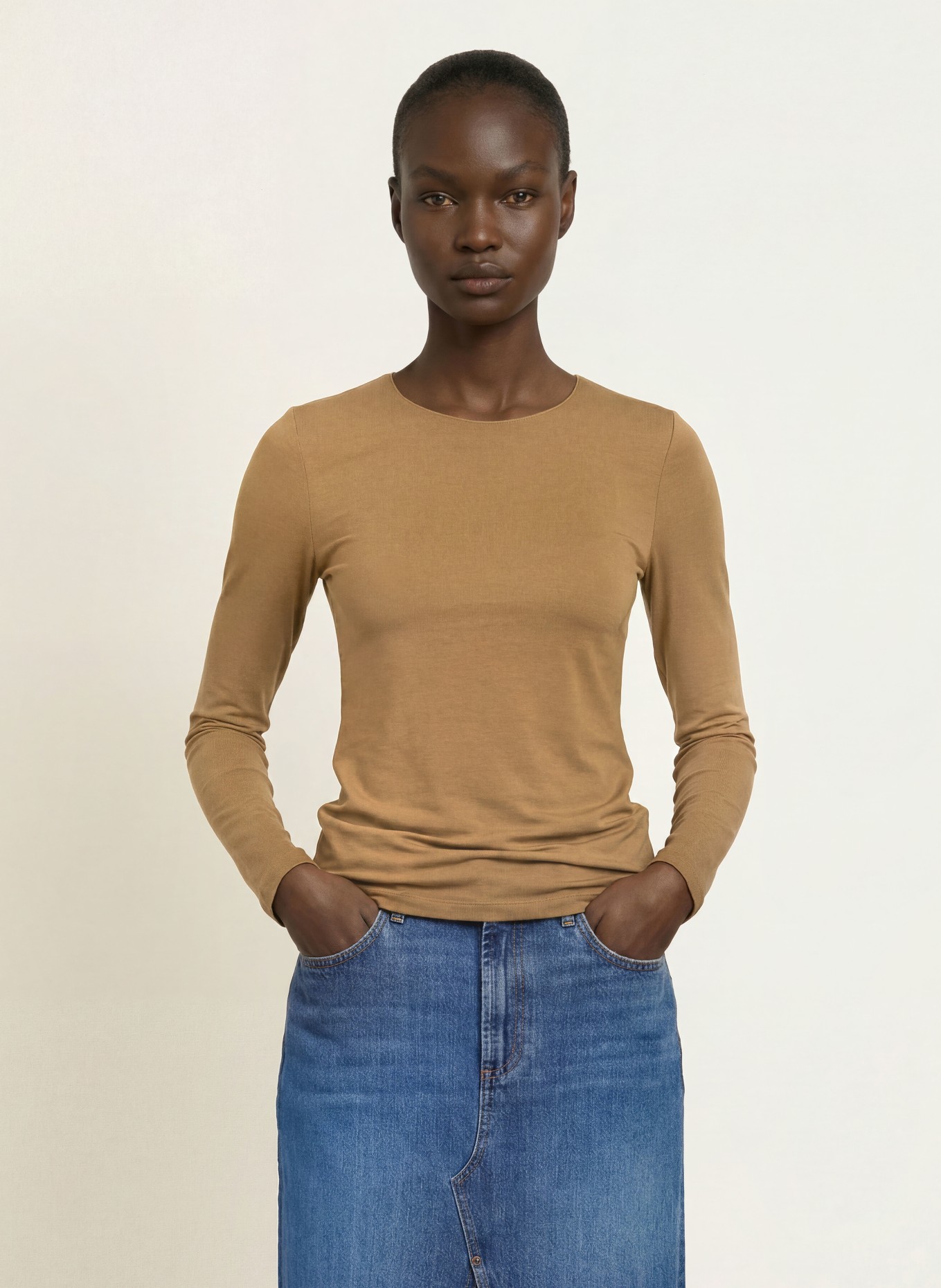 MAJESTIC FILATURES Longsleeve: CAMEL