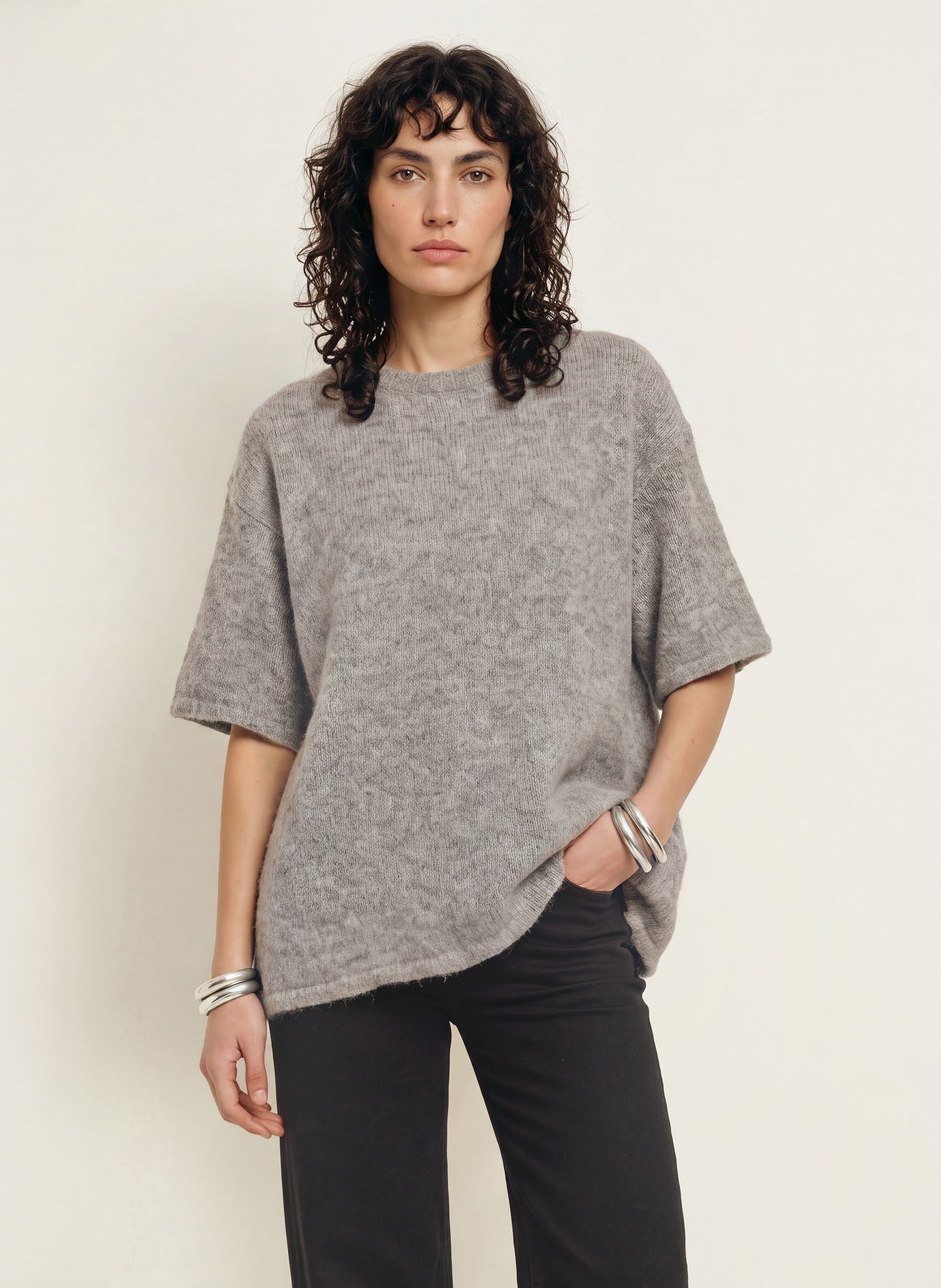 by Aylin Koenig Strickshirt HARRY mit Alpaka: HELLGRAU