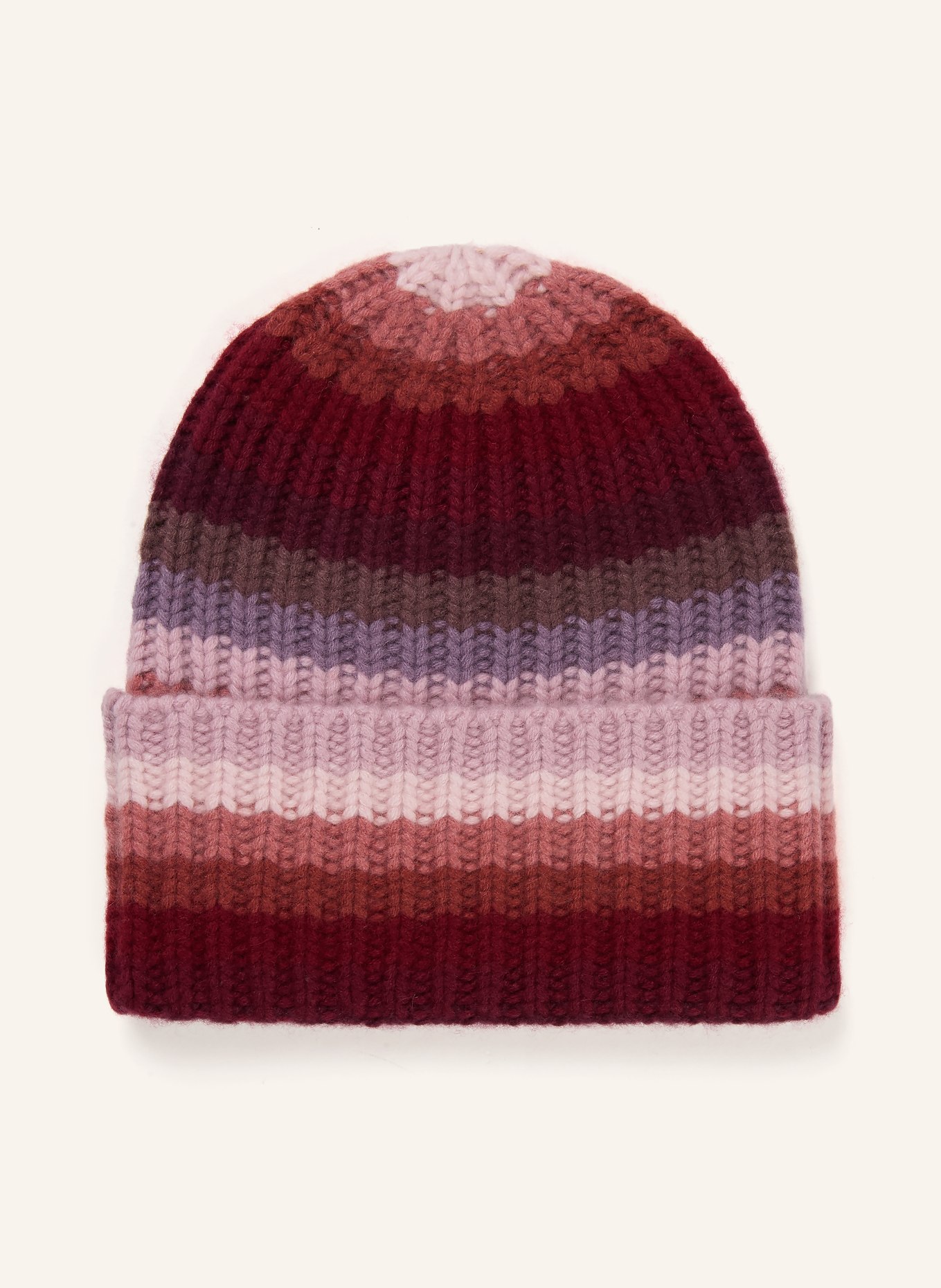 HURRAY Cashmere beanie SAILOR MULTI: DARK RED / ROSE / DUSKY PINK