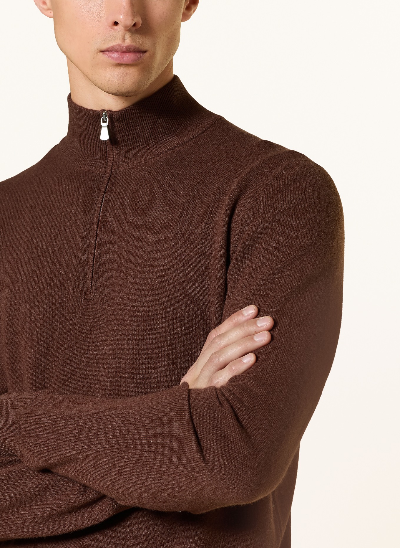 GRAN SASSO Half-zip sweater: BROWN