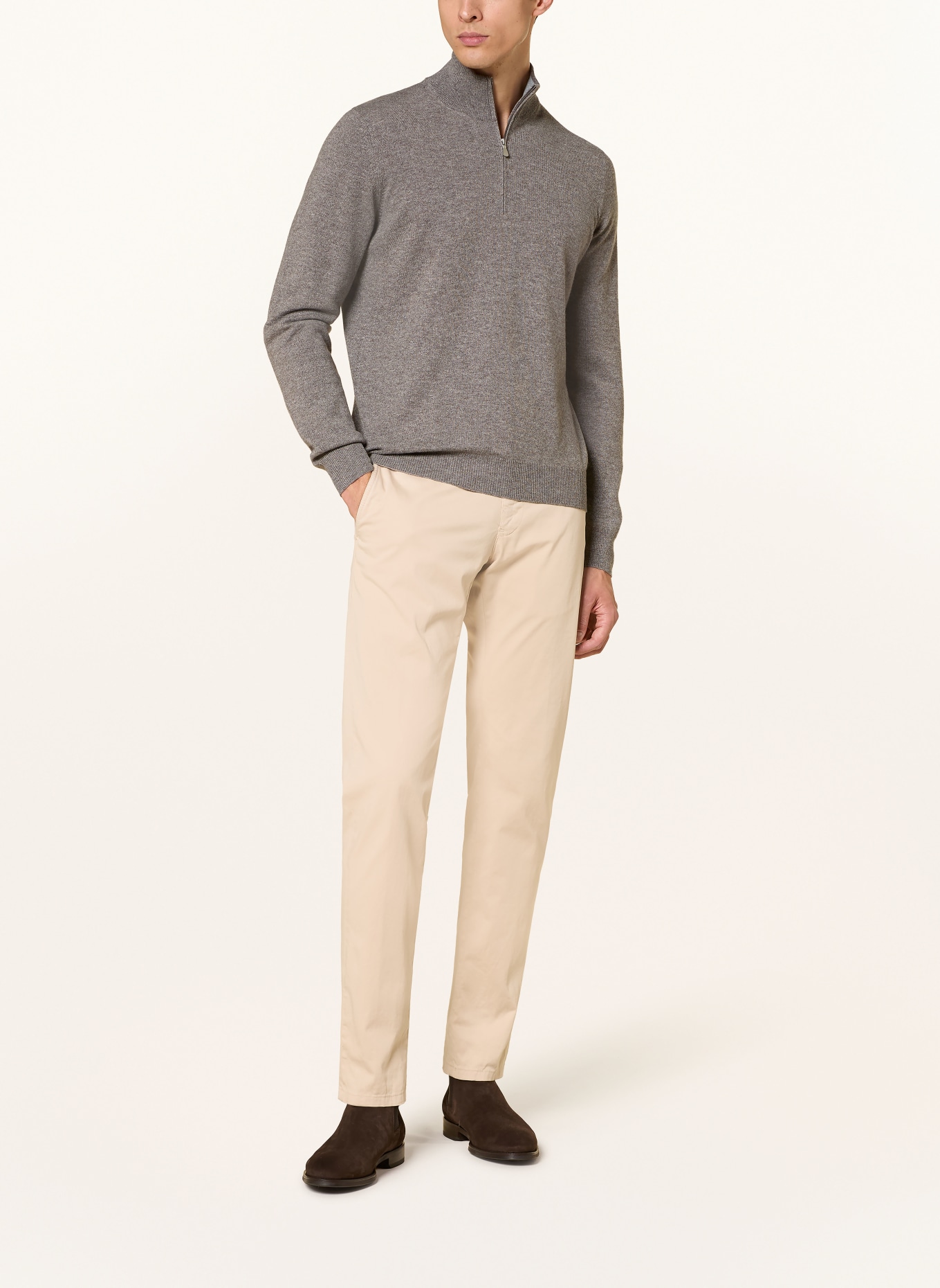GRAN SASSO Half-zip sweater: TAUPE