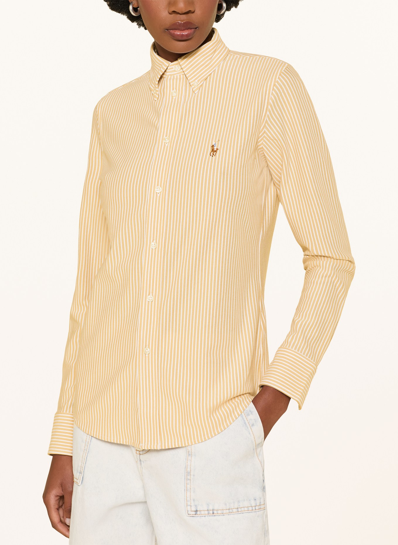 POLO RALPH LAUREN Hemdbluse aus Piqué: CAMEL / WEISS