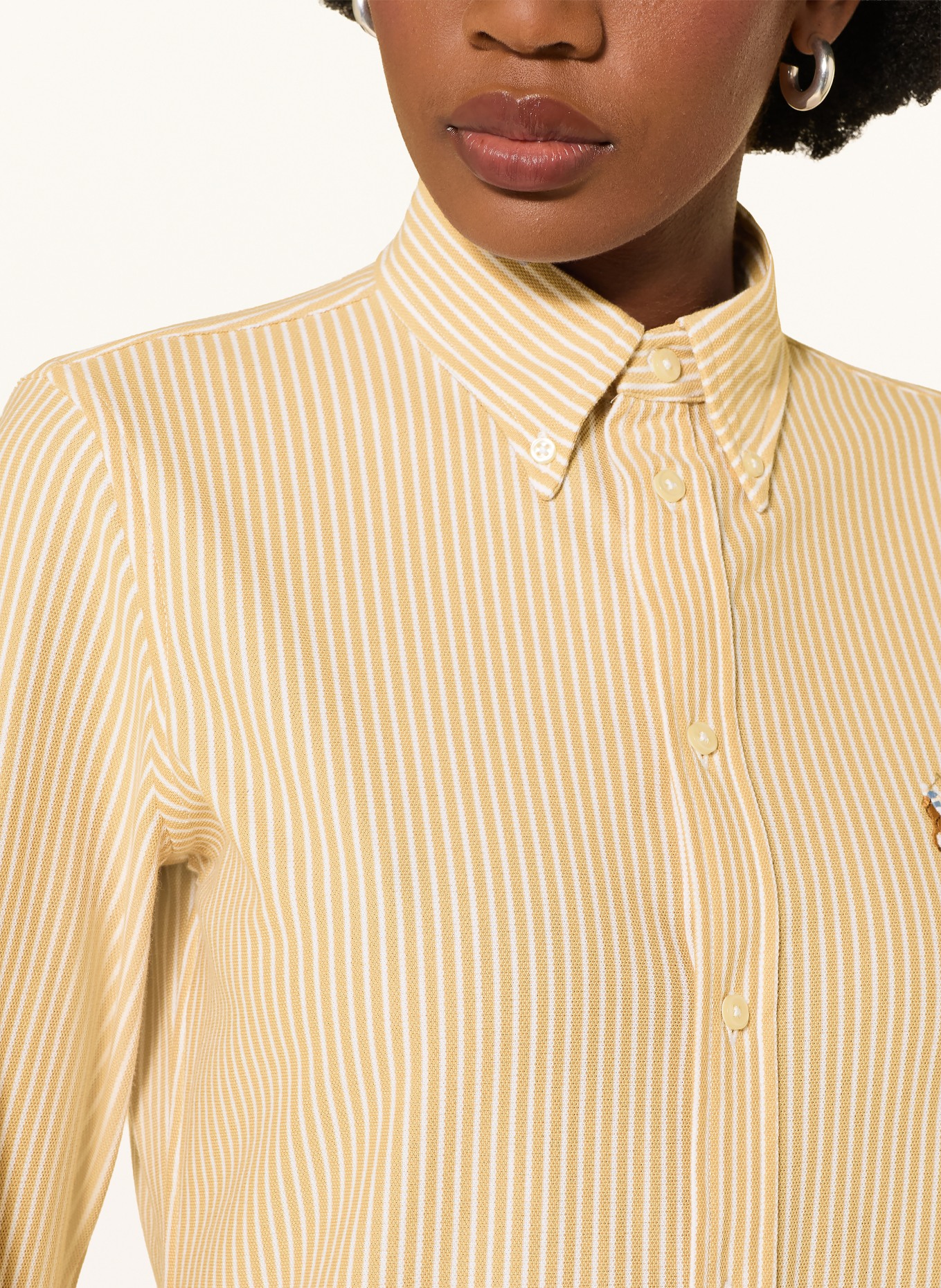 POLO RALPH LAUREN Hemdbluse aus Piqué: CAMEL / WEISS