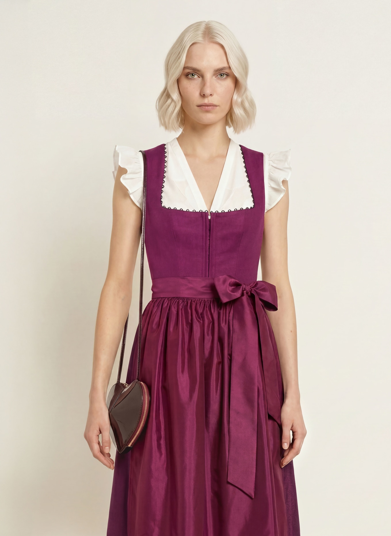 KINGA MATHE Dirndl MÜNCHEN avec lin: LILAS FONCÉ