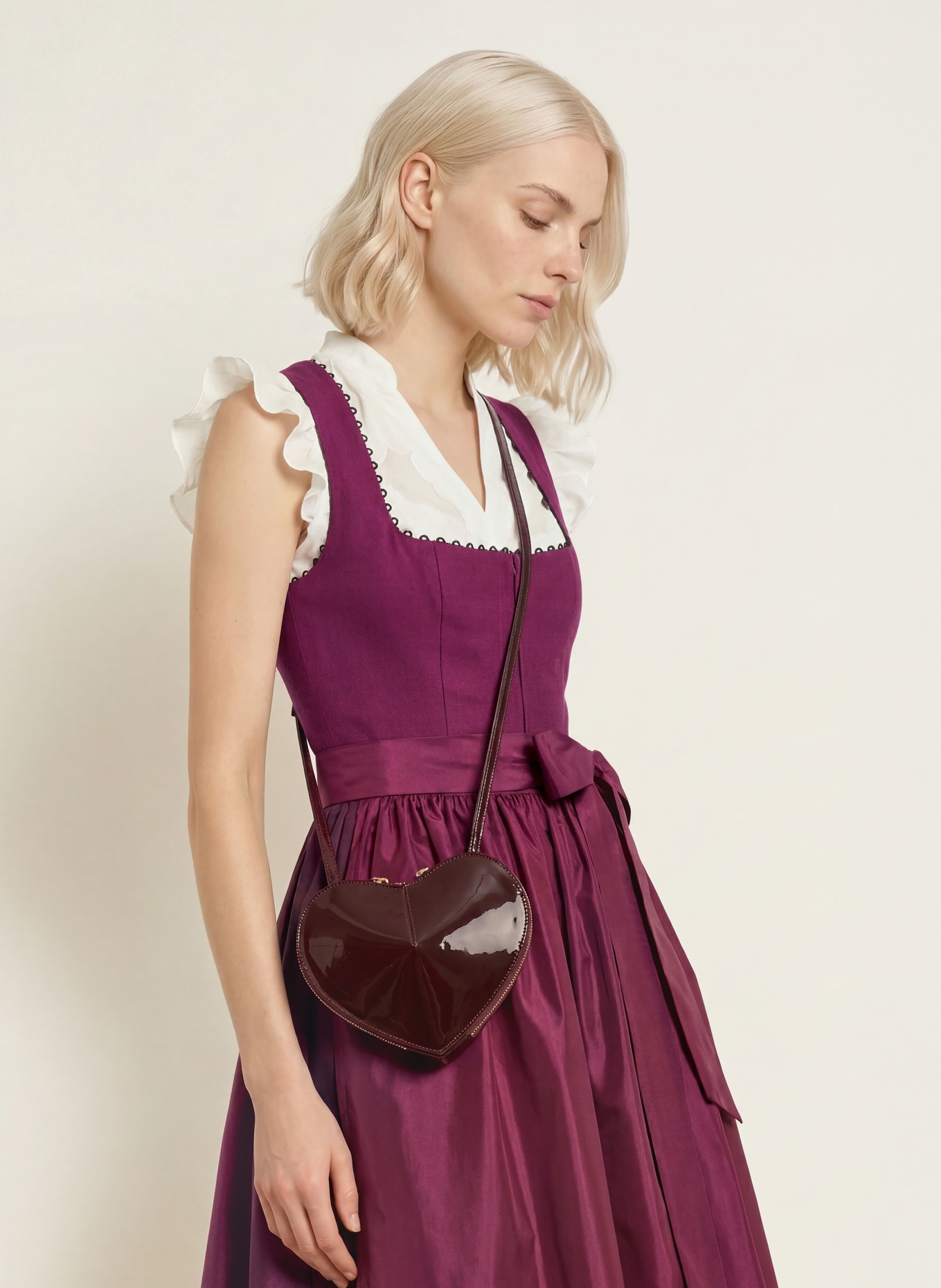 KINGA MATHE Dirndl MÜNCHEN avec lin: LILAS FONCÉ