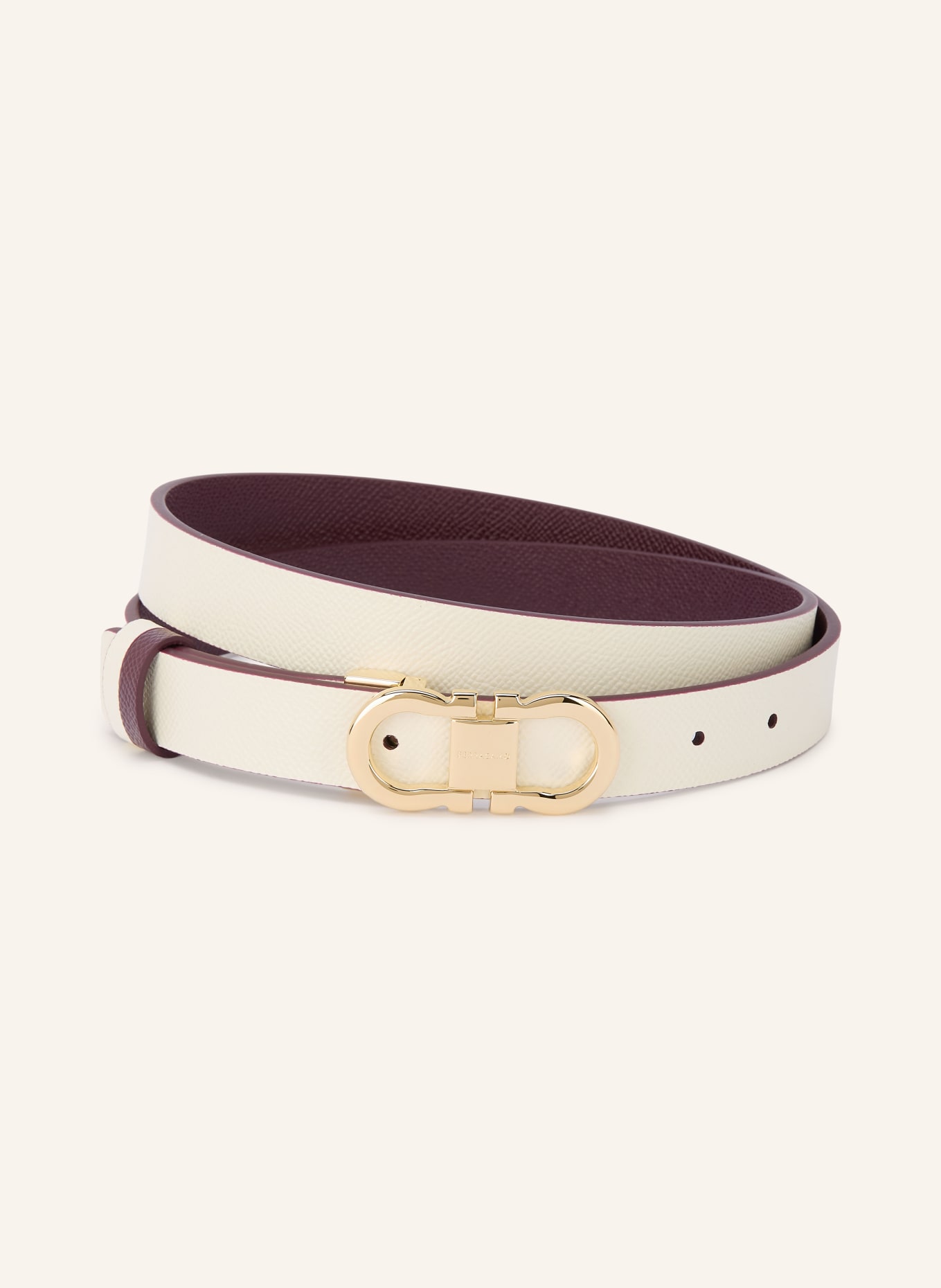 FERRAGAMO Ledergürtel zu Wenden: DUNKELROT / GOLD