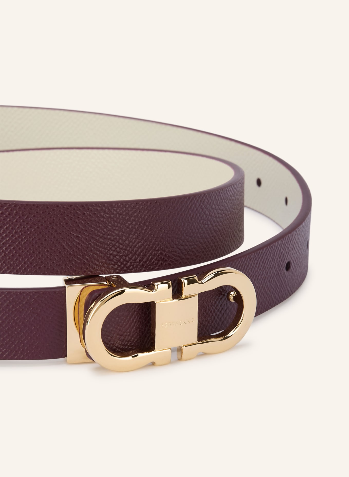 FERRAGAMO Ledergürtel zu Wenden: DUNKELROT / GOLD