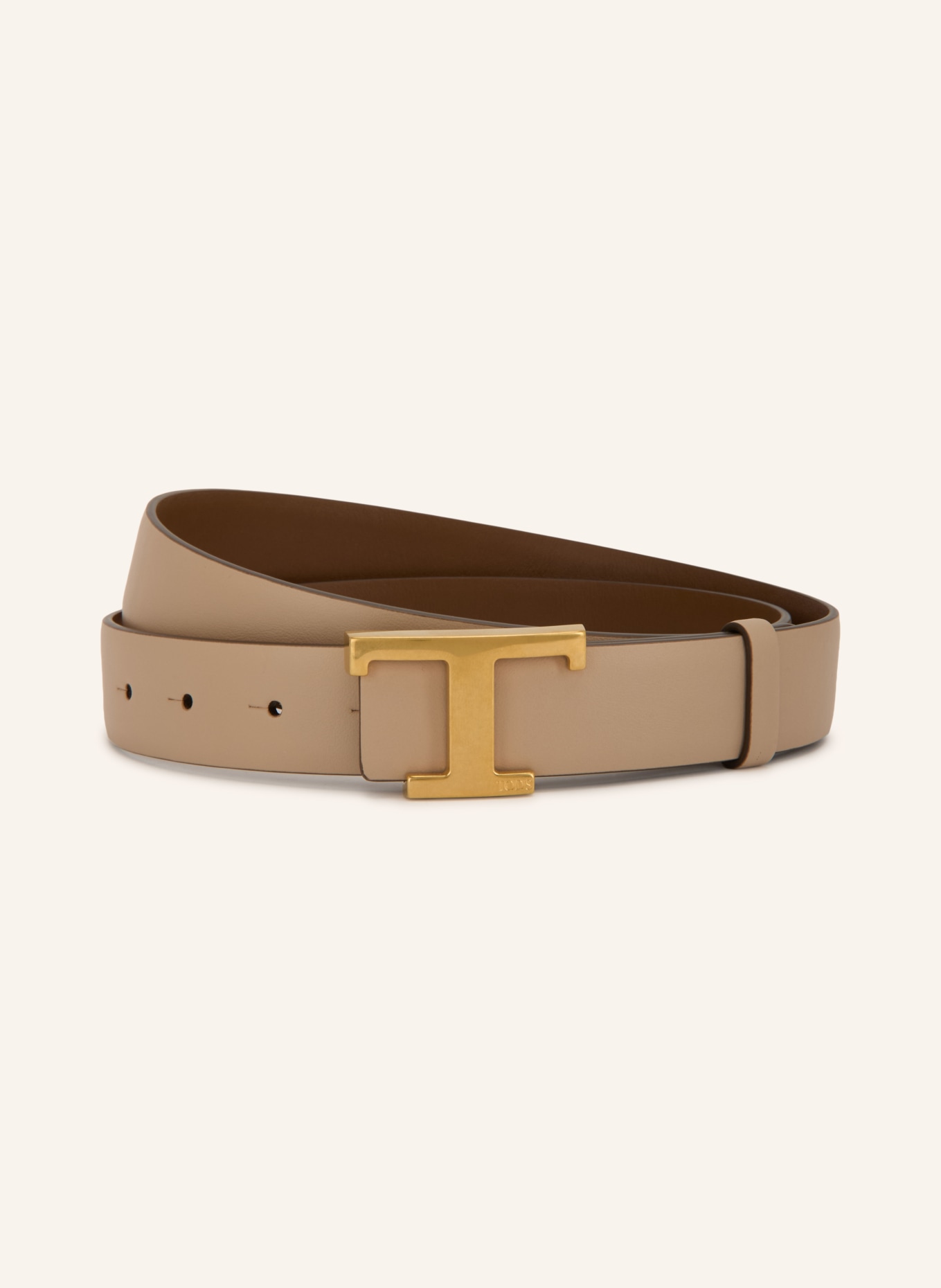 TOD'S Reversible leather belt: BROWN / GOLD