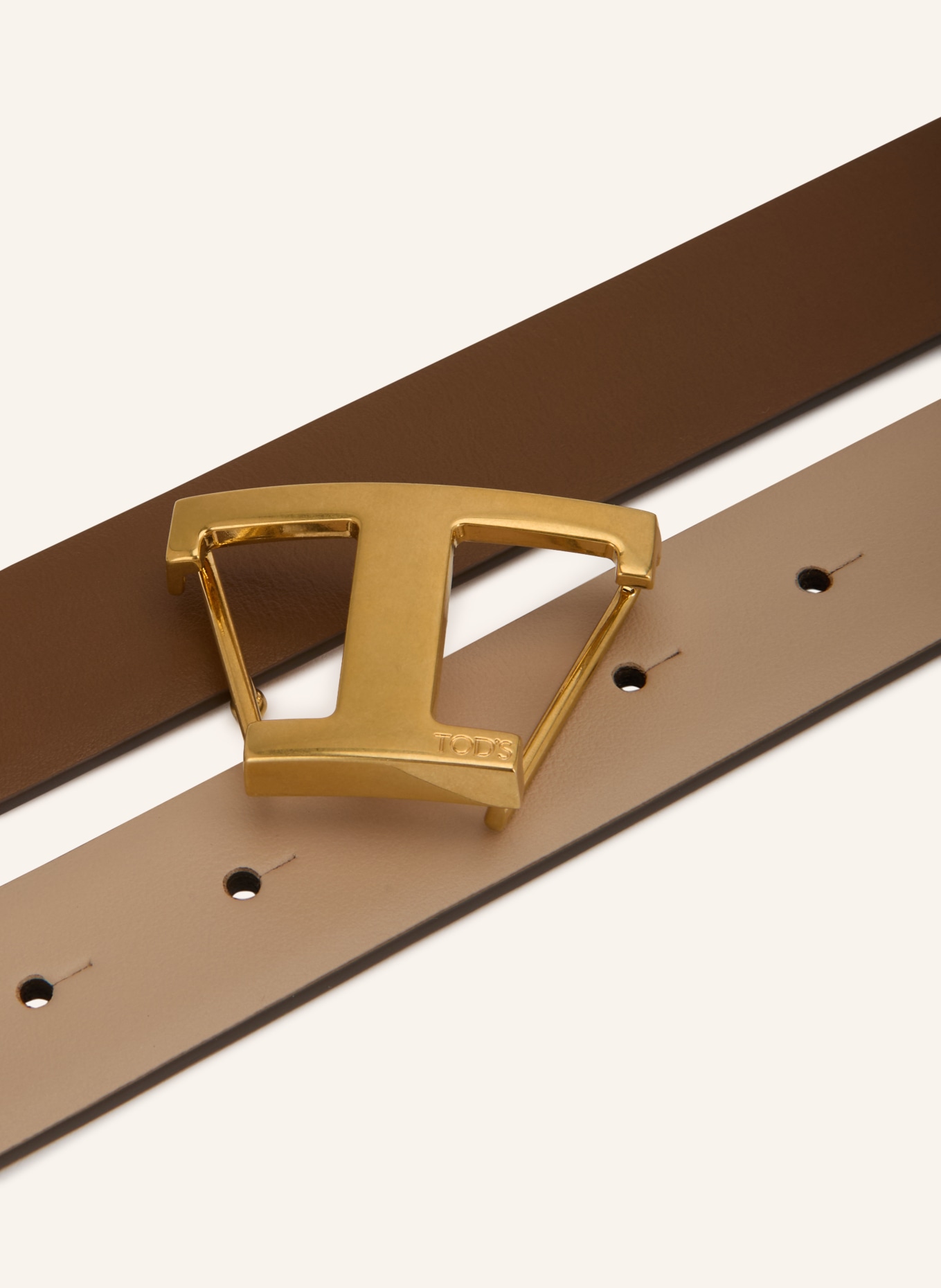 TOD'S Reversible leather belt: BROWN / GOLD