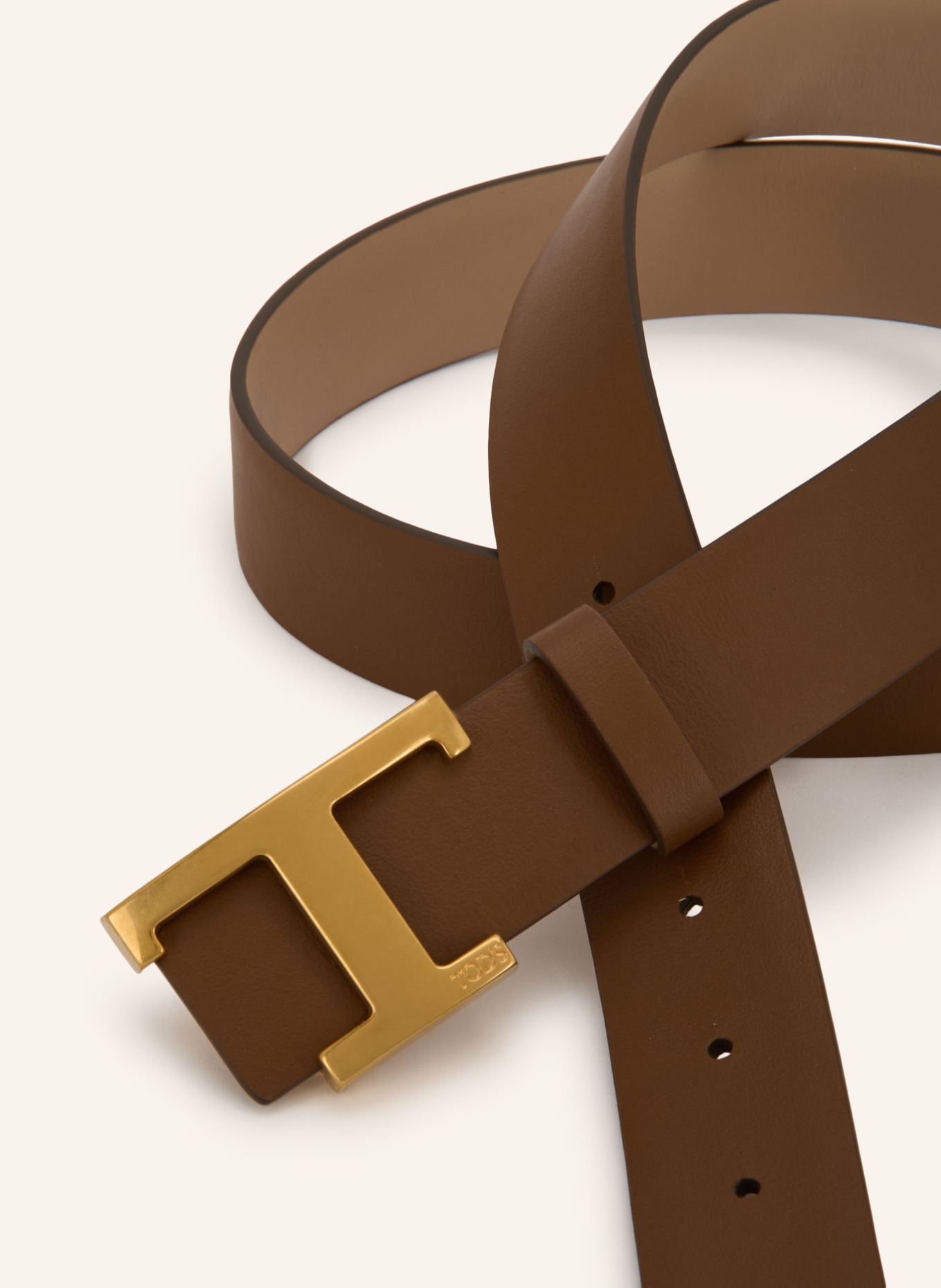 TOD'S Reversible leather belt: BROWN / GOLD
