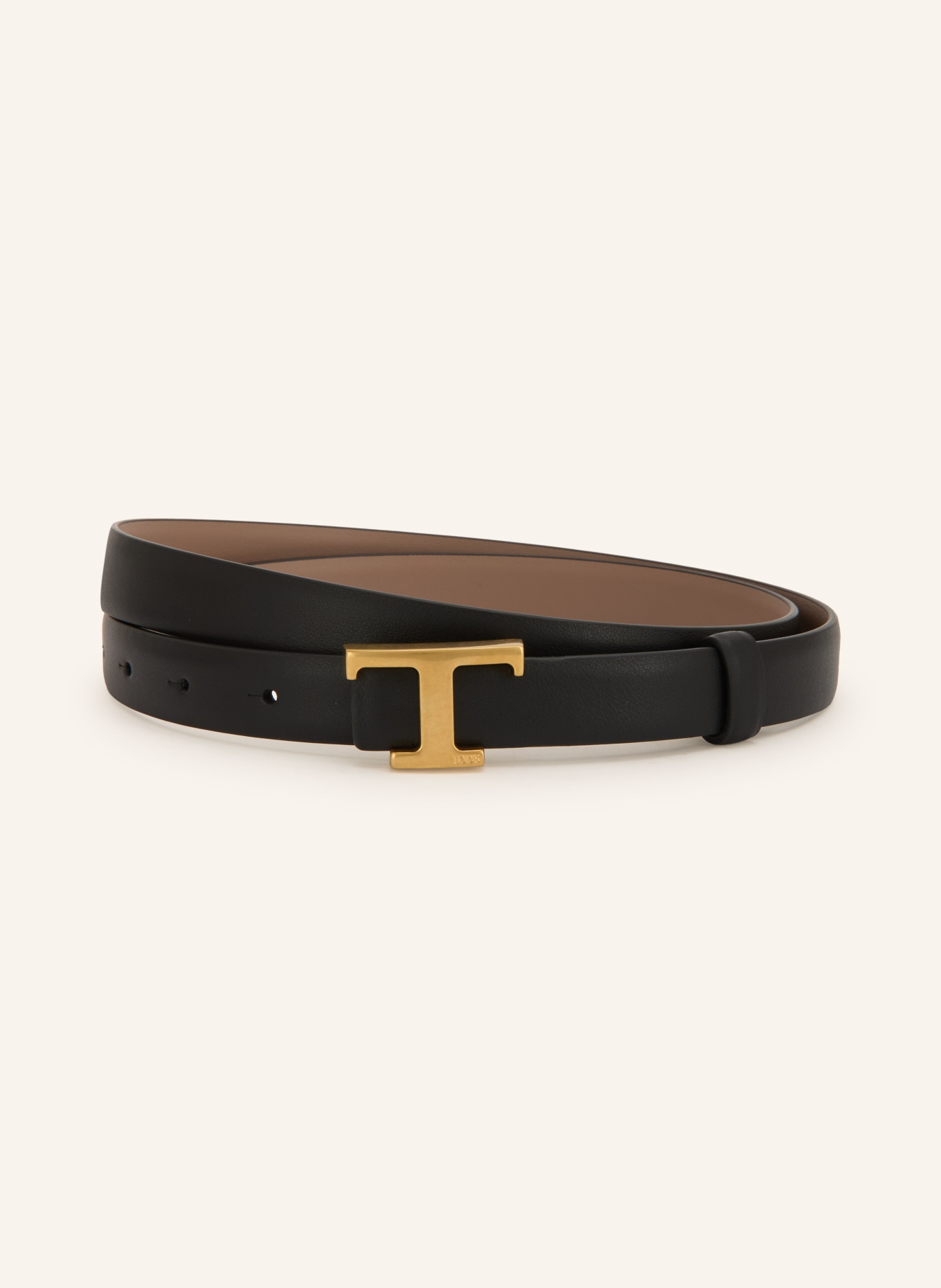 TOD'S Reversible leather belt: BEIGE / GOLD