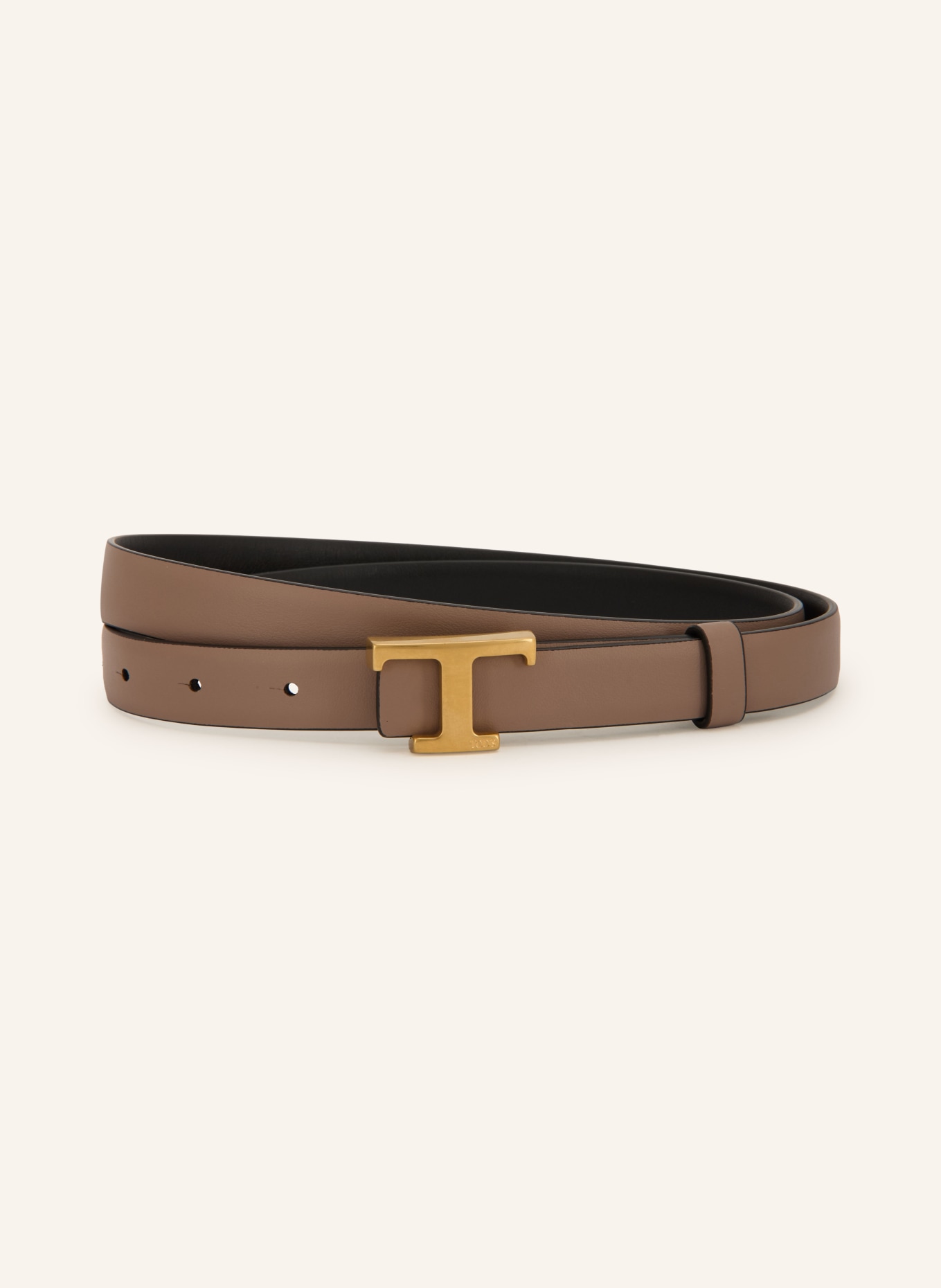 TOD'S Reversible leather belt: BEIGE / GOLD