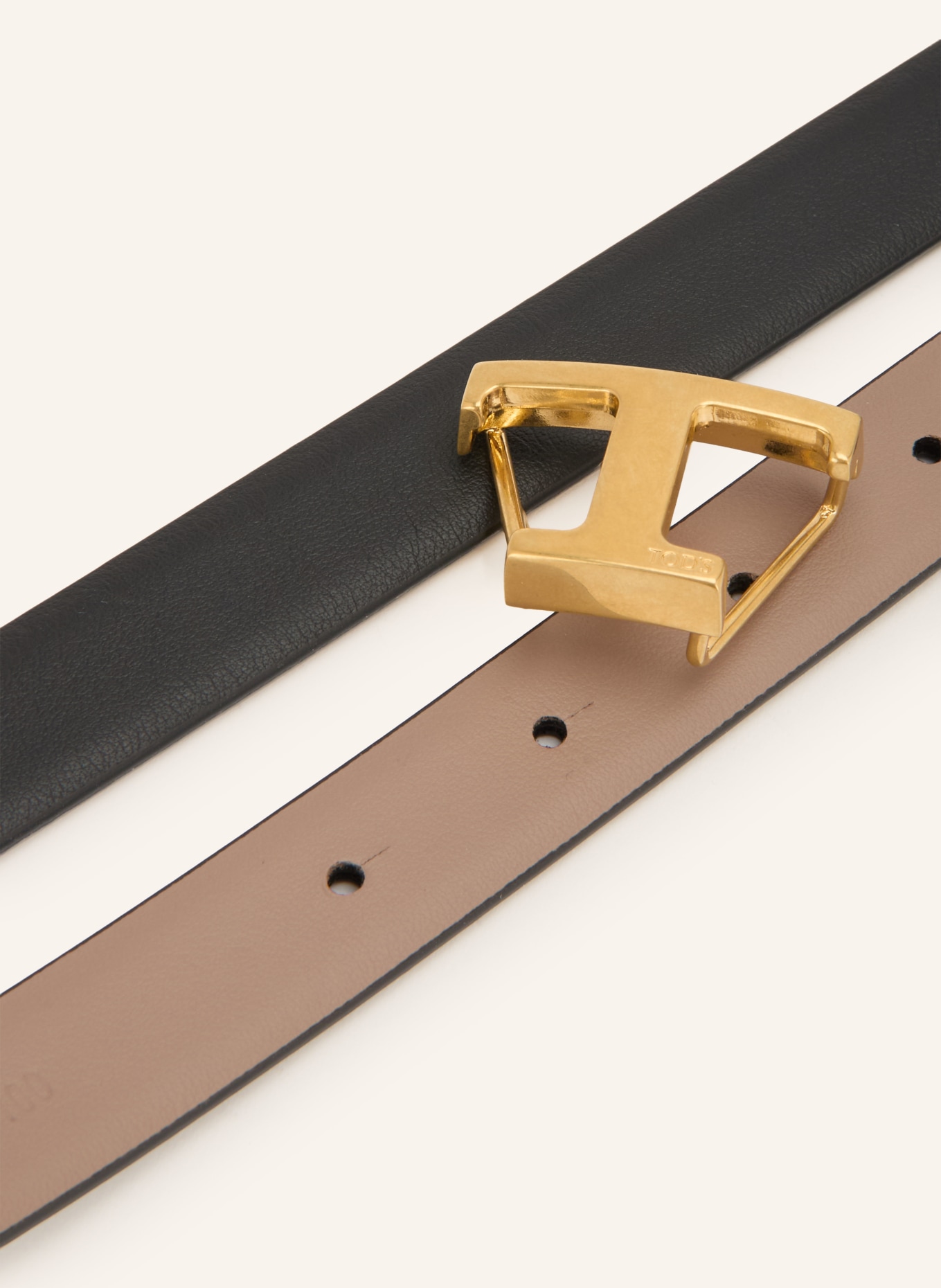 TOD'S Reversible leather belt: BEIGE / GOLD