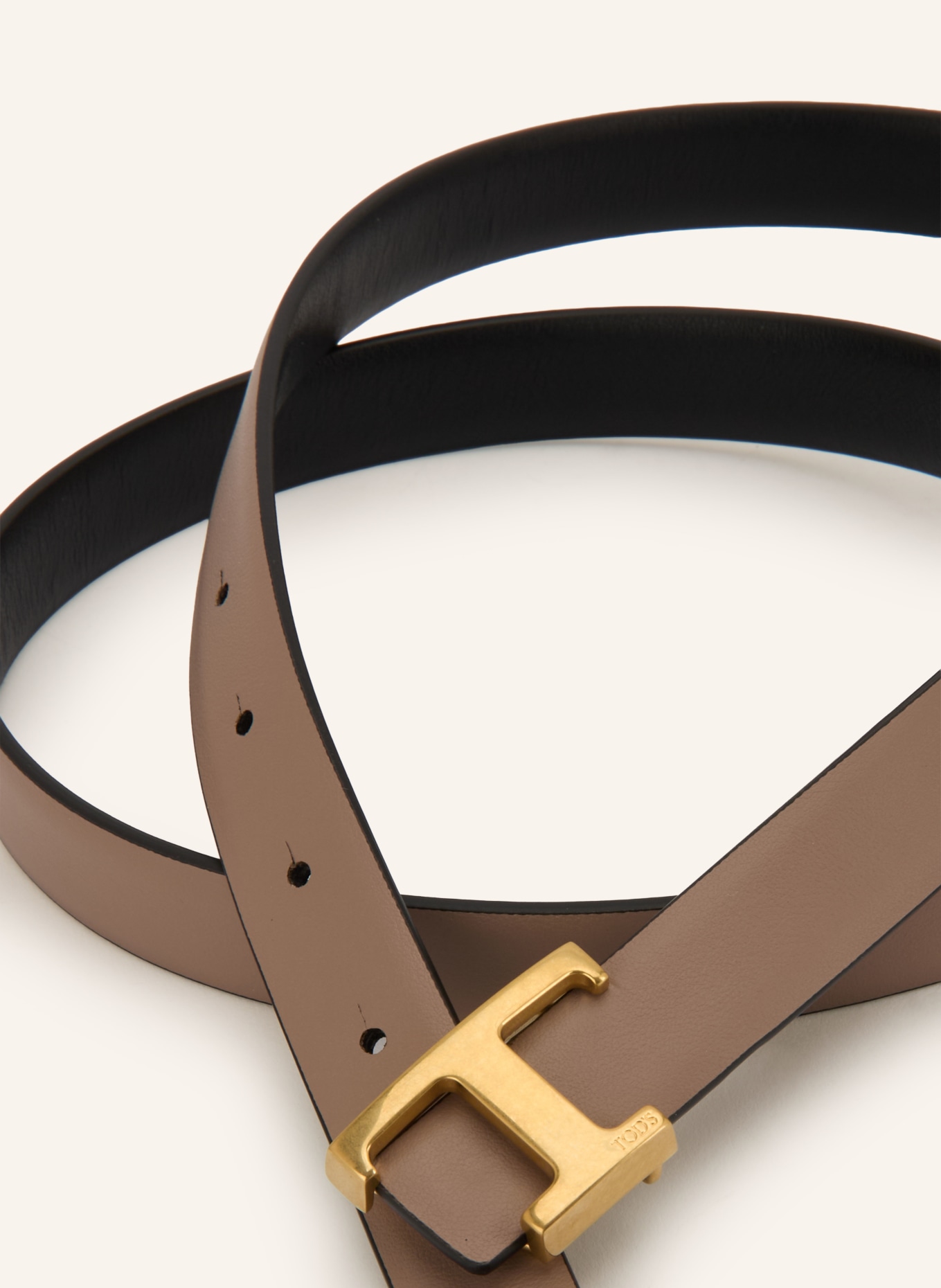 TOD'S Reversible leather belt: BEIGE / GOLD