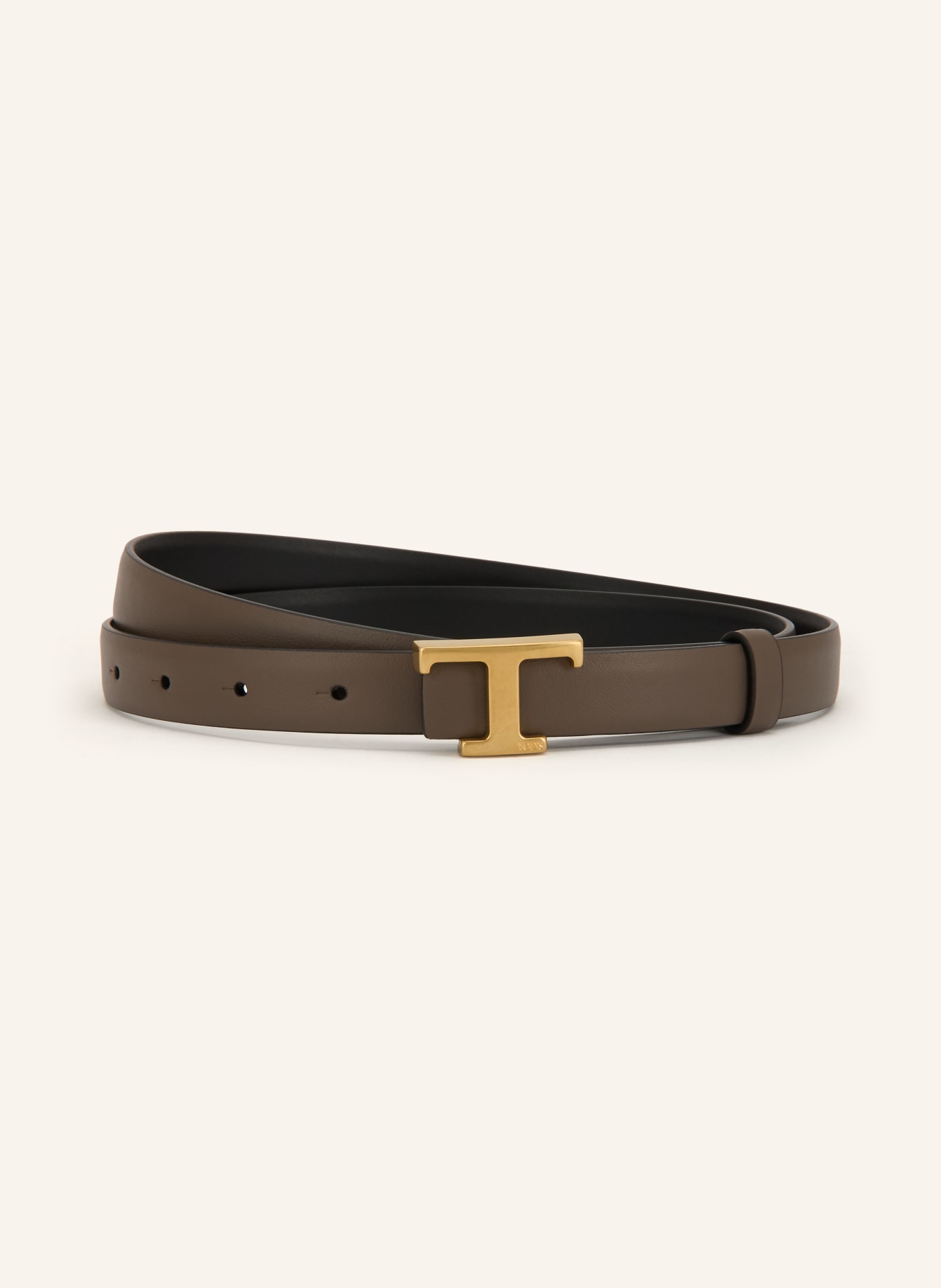 TOD'S Vändbar läderbälte: MÖRKBRUN / GULD