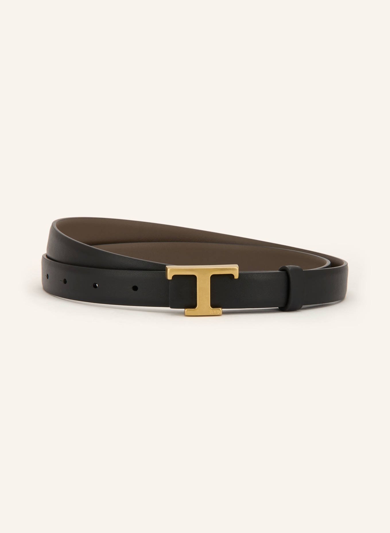 TOD'S Vändbar läderbälte: MÖRKBRUN / GULD