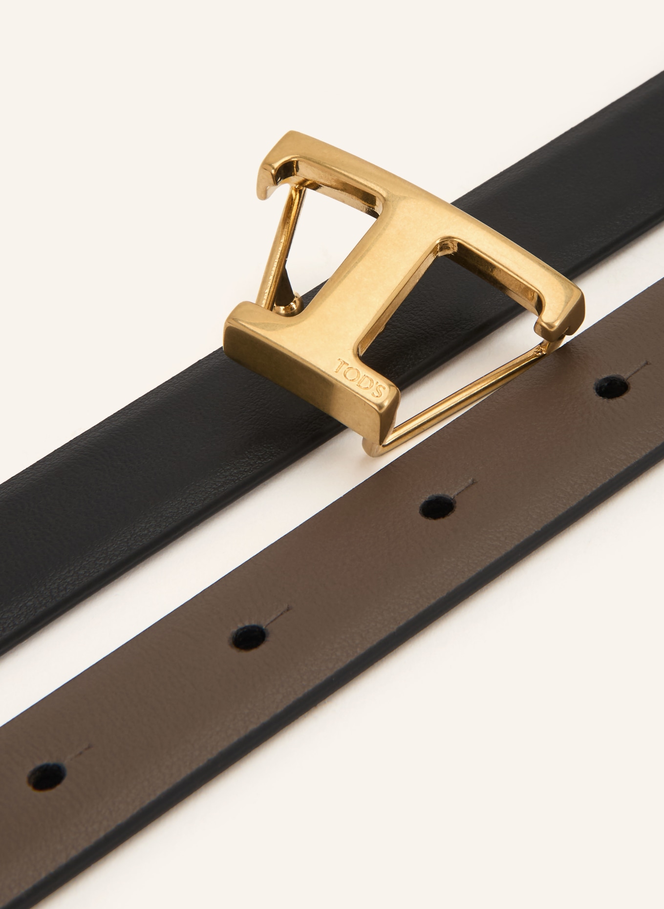 TOD'S Vändbar läderbälte: MÖRKBRUN / GULD