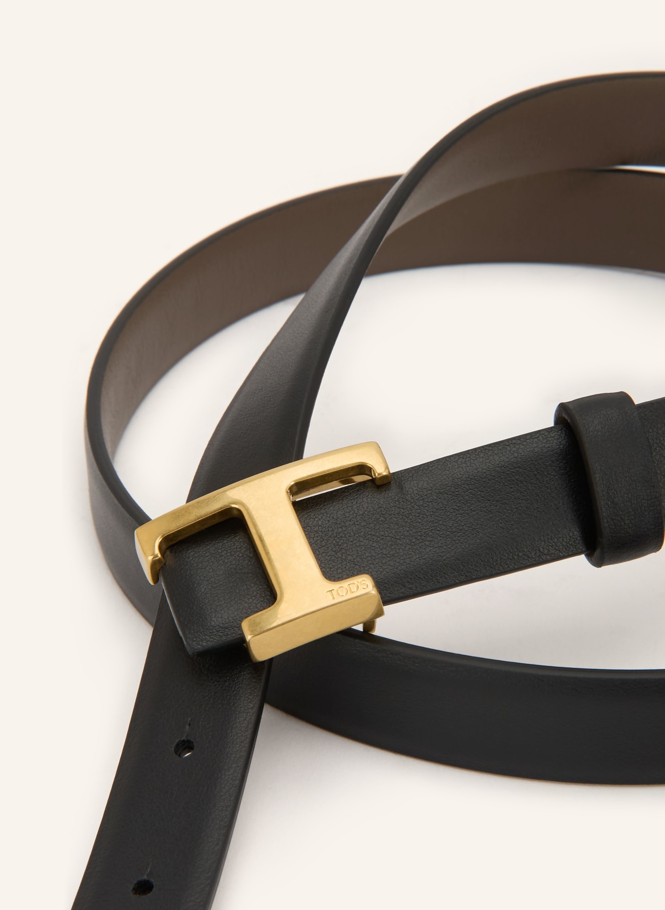 TOD'S Vändbar läderbälte: MÖRKBRUN / GULD