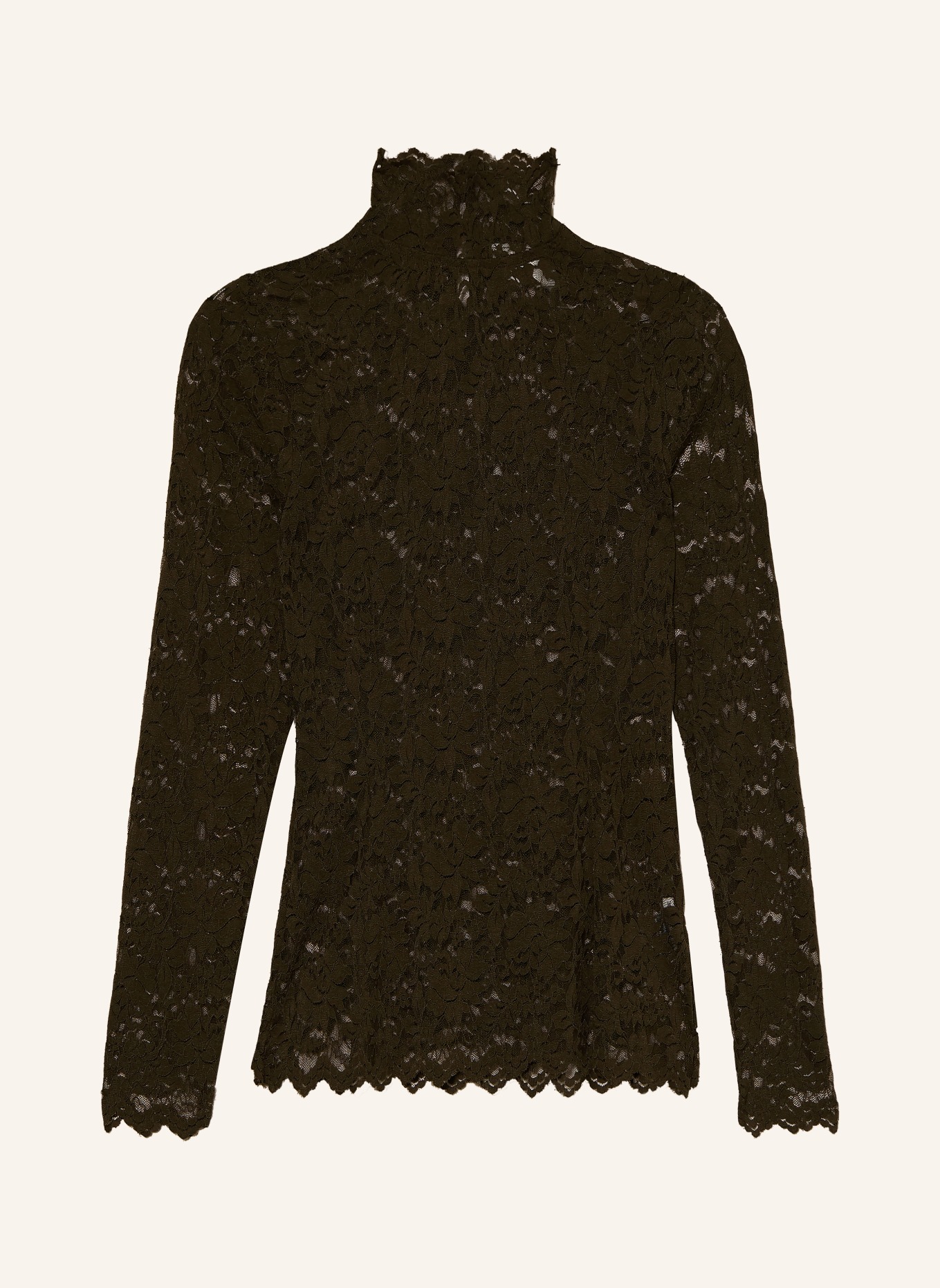 NEO NOIR Longsleeve LIZA van kant: MARRON FONCÉ