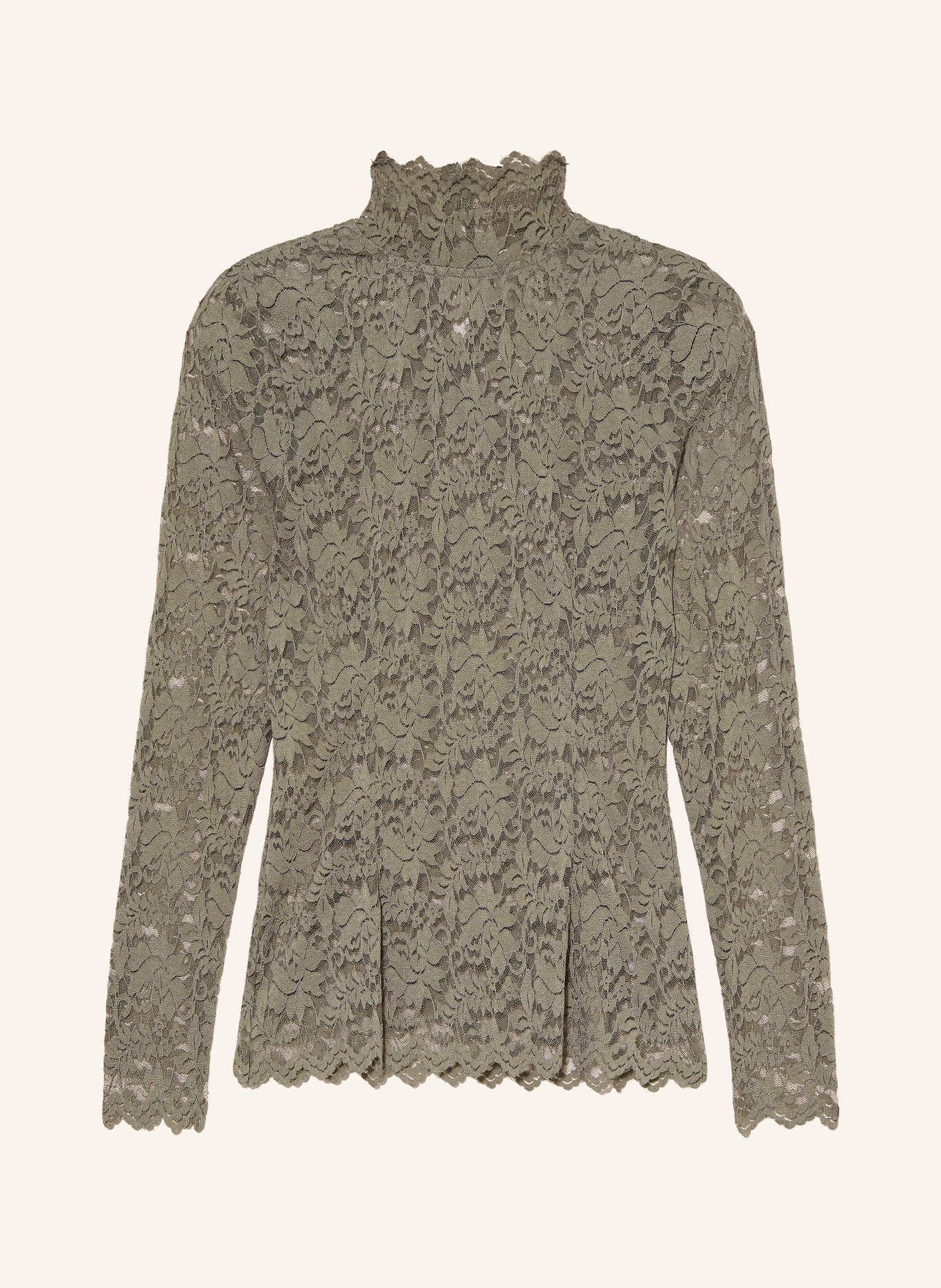 NEO NOIR Longsleeve LIZA aus Spitze: KHAKI