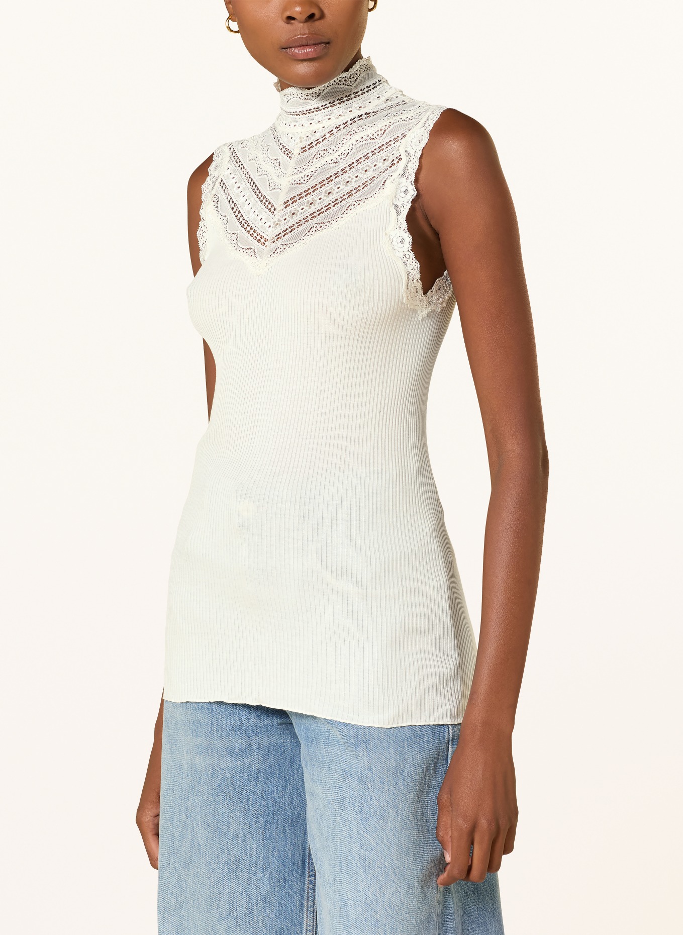 rosemunde Seidentop mit Spitze: CREME