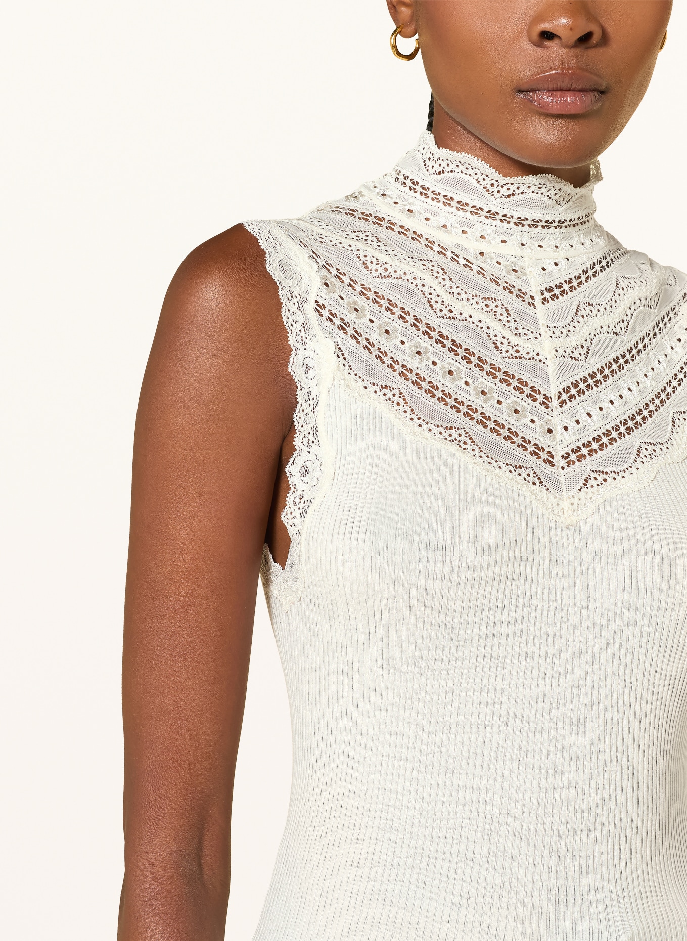 rosemunde Seidentop mit Spitze: CREME