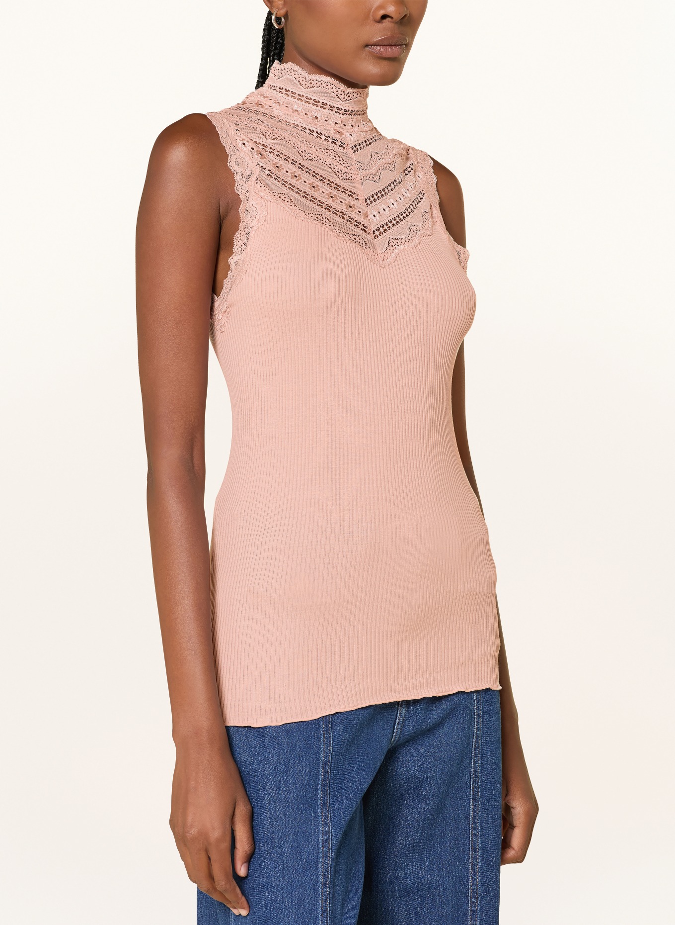 rosemunde Seidentop mit Spitze: ROSÉ