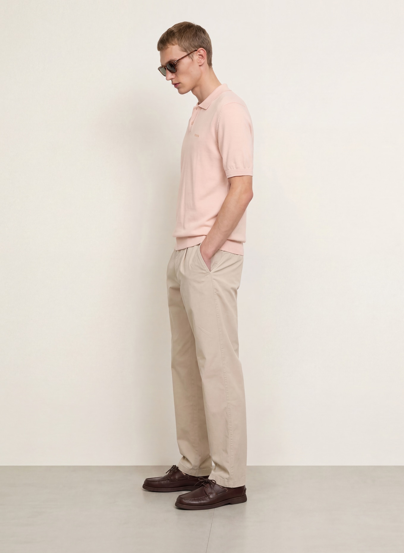 BOSS Polo en maille ASAC: ROSE CLAIR