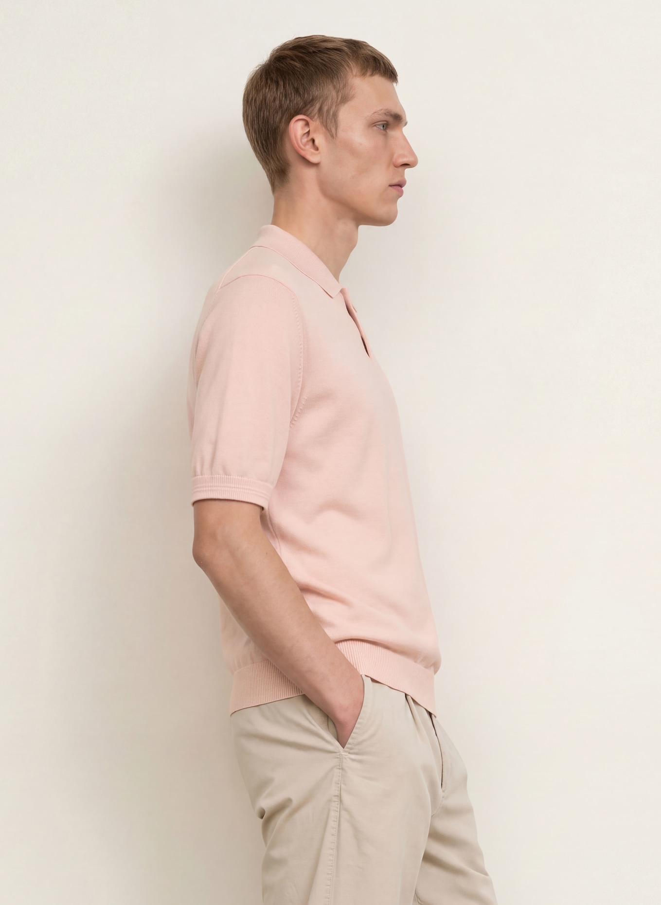 BOSS Polo en maille ASAC: ROSE CLAIR