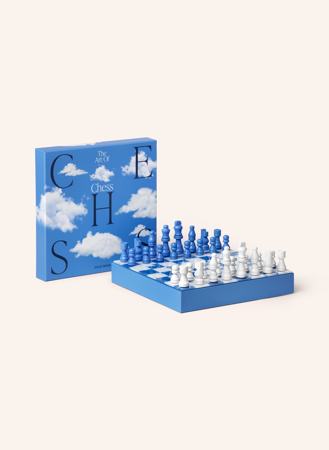 PRINTWORKS Schaakspel CHESS CLOUDS: BLAUW / WIT