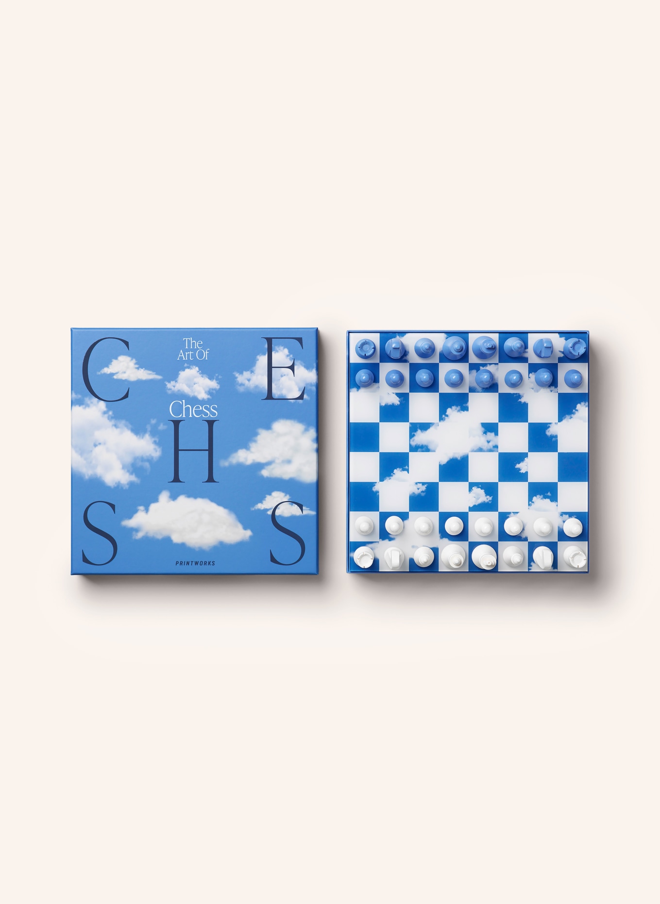 PRINTWORKS Schaakspel CHESS CLOUDS: BLAUW / WIT