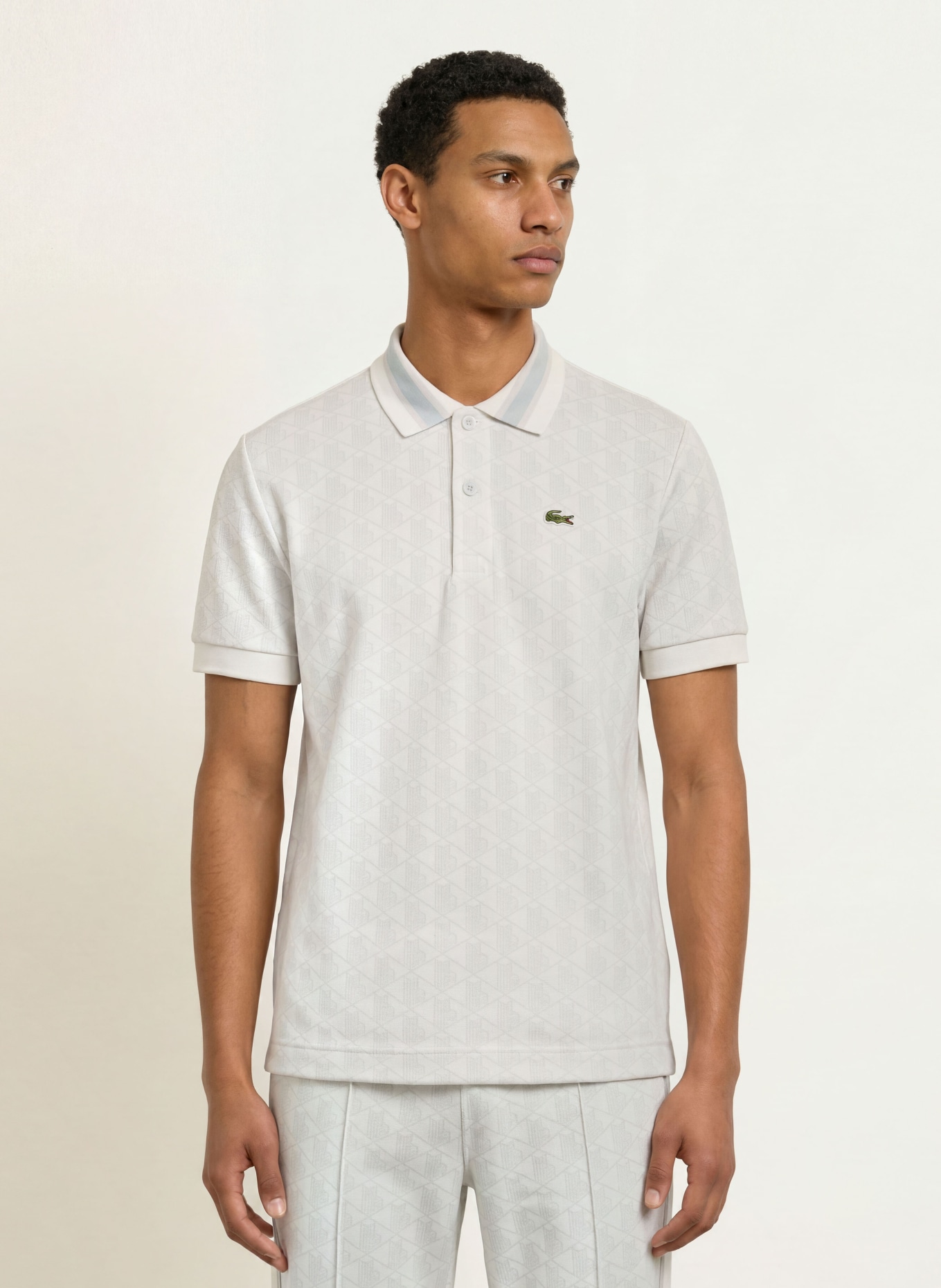 LACOSTE Jersey-polotröja: VIT / LJUSGRÅ
