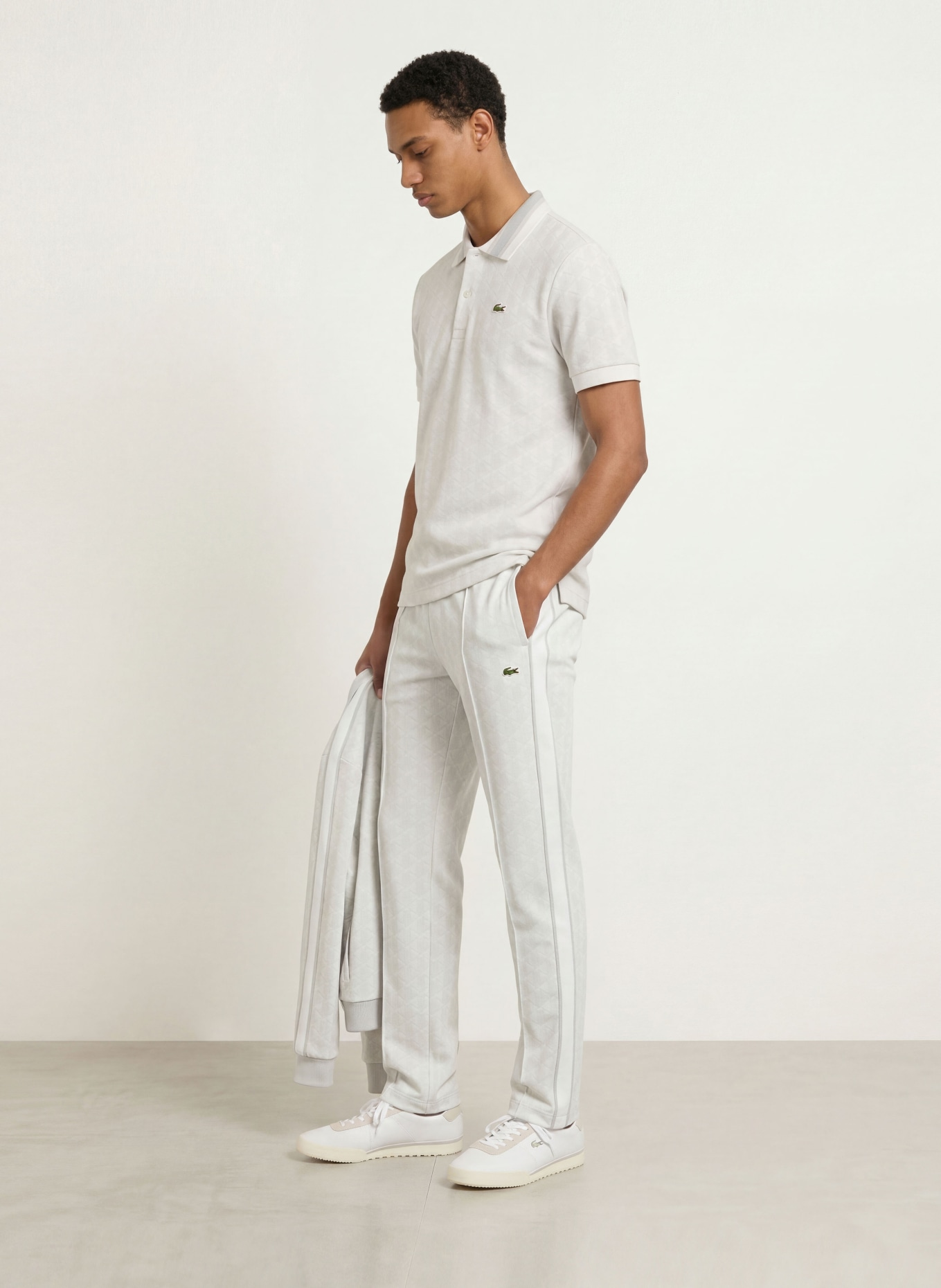 LACOSTE Jersey-polotröja: VIT / LJUSGRÅ