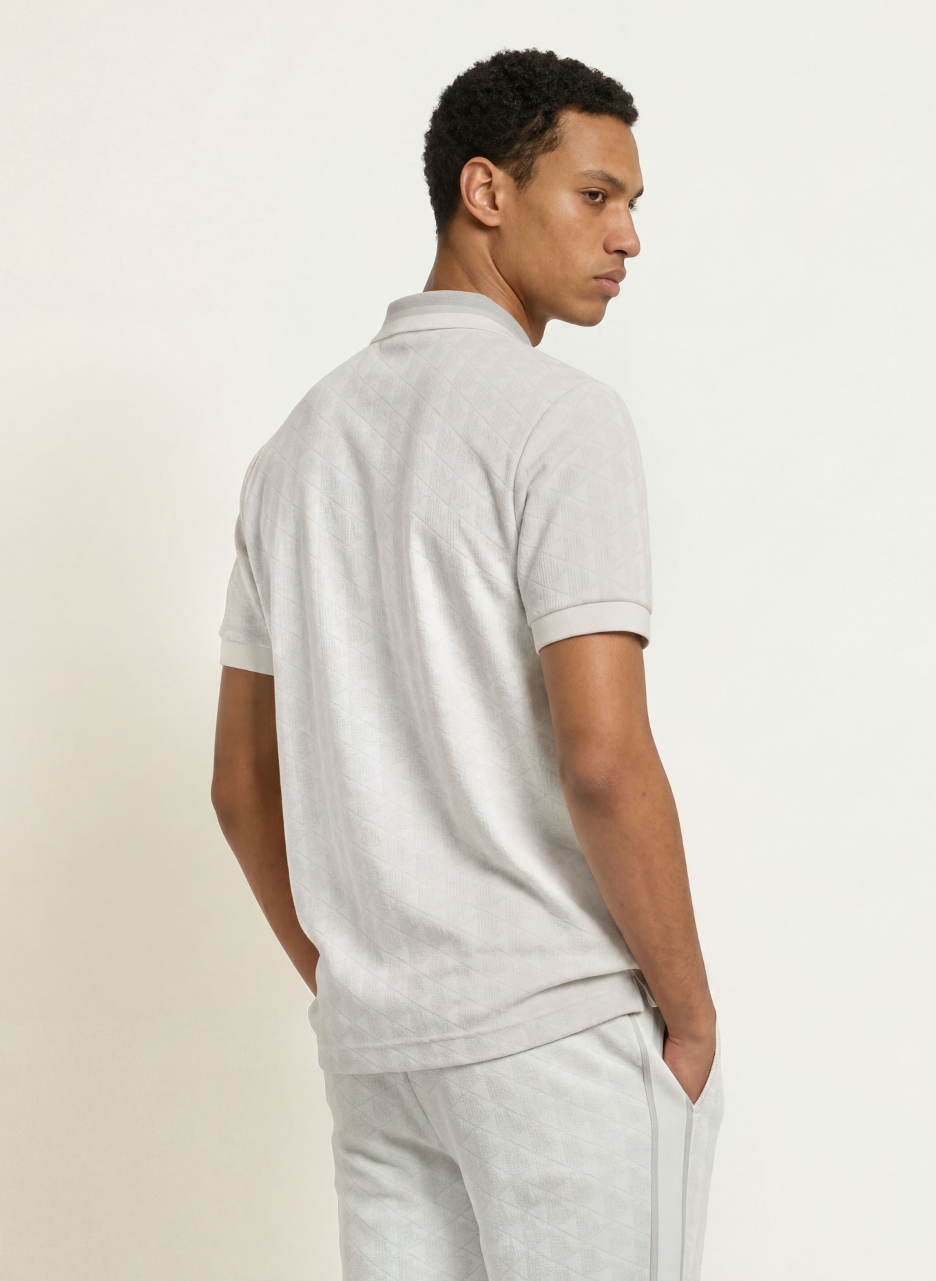 LACOSTE Jersey-polotröja: VIT / LJUSGRÅ