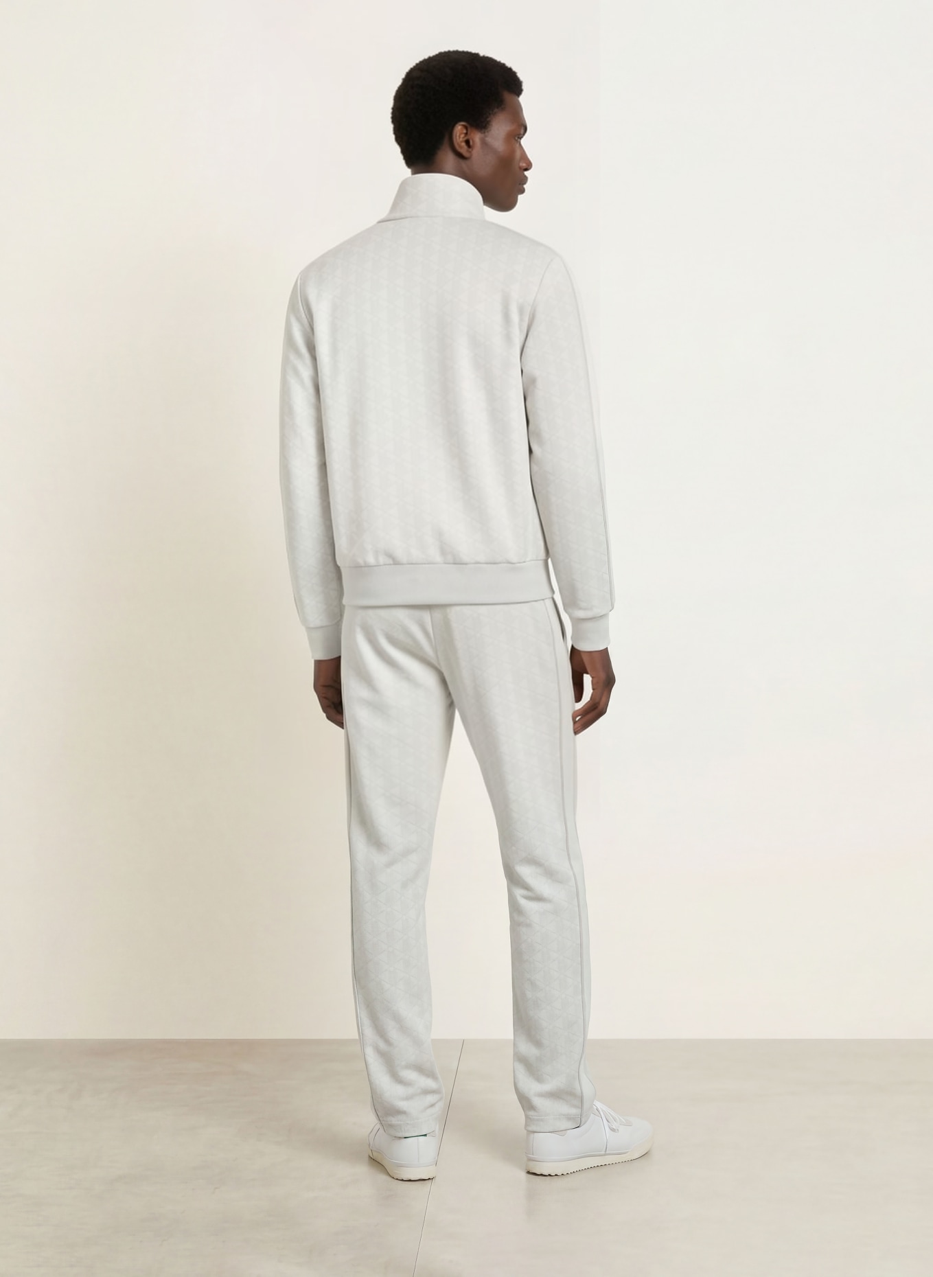 LACOSTE Track pants: WHITE / LIGHT GRAY