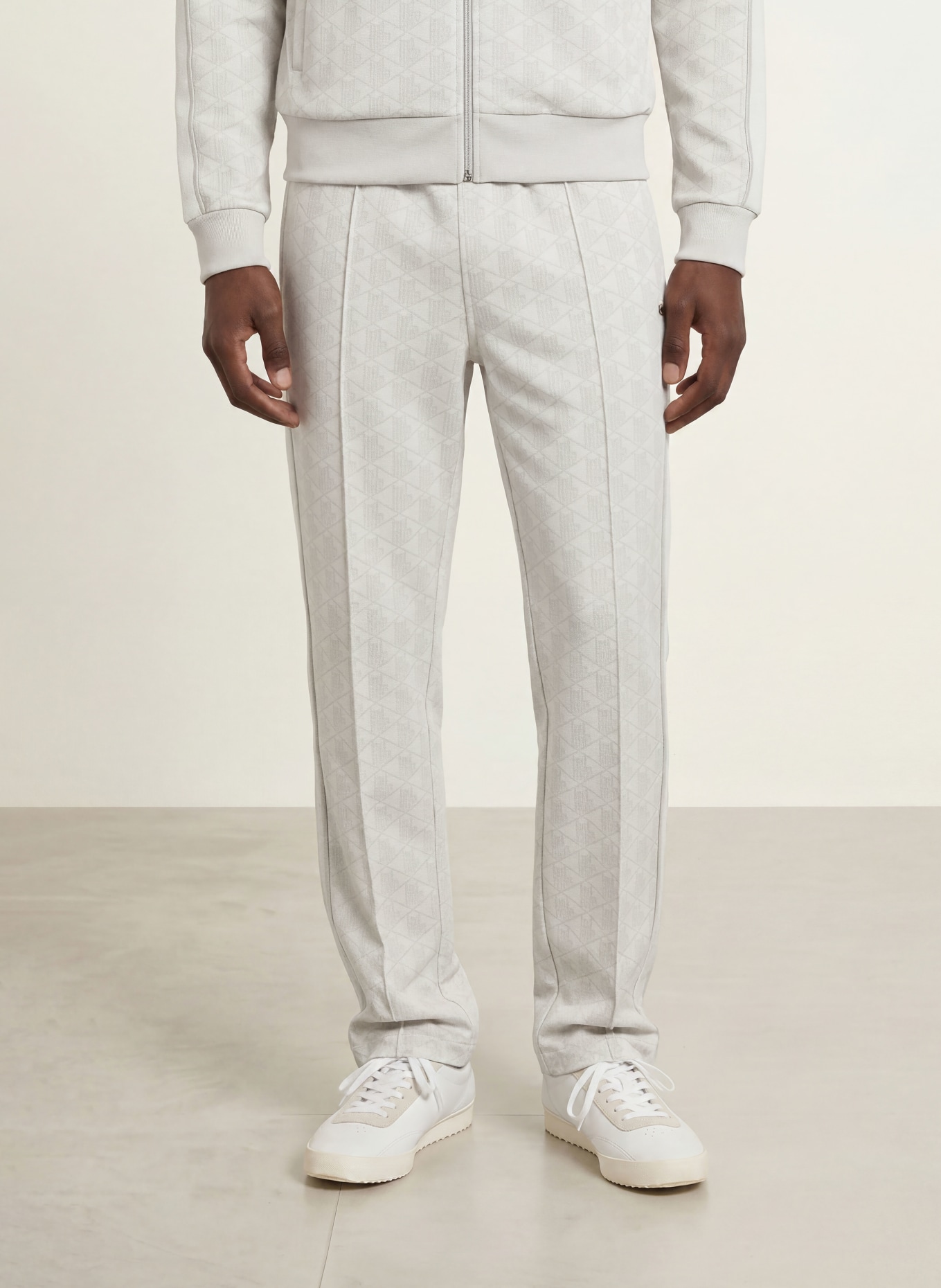 LACOSTE Track pants: WHITE / LIGHT GRAY