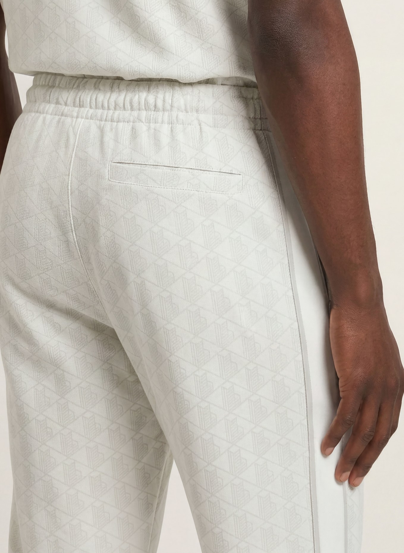 LACOSTE Track pants: WHITE / LIGHT GRAY