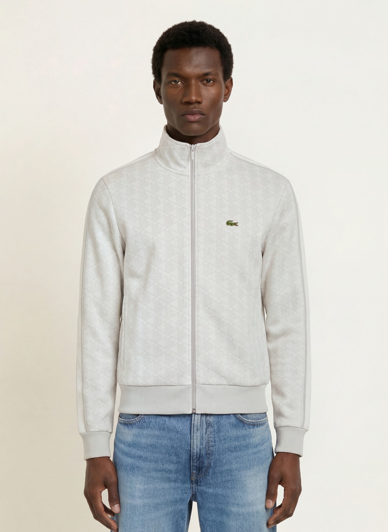 LACOSTE trainingsjack: WIT / LICHTGRIJS