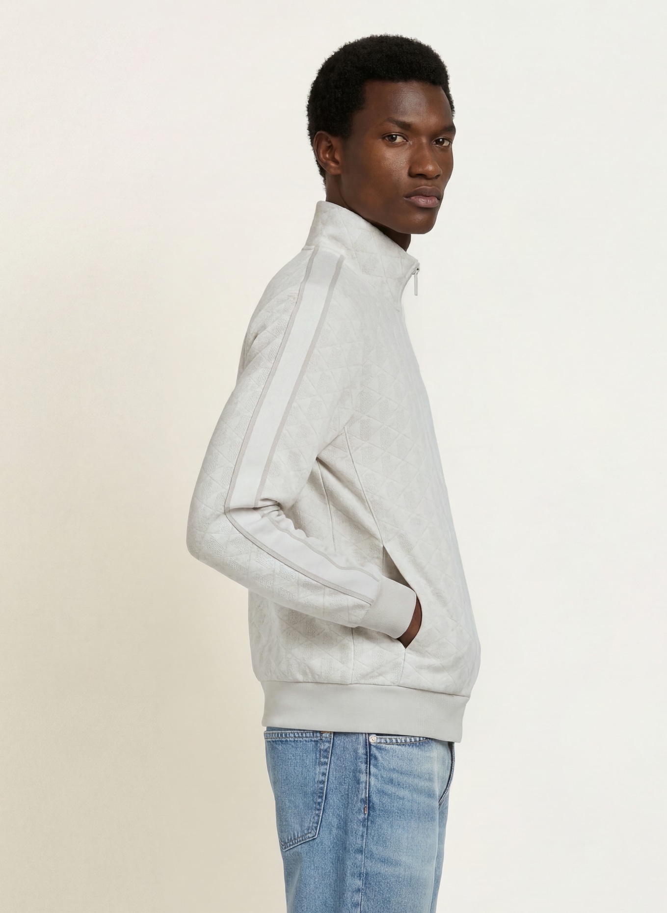 LACOSTE trainingsjack: WIT / LICHTGRIJS