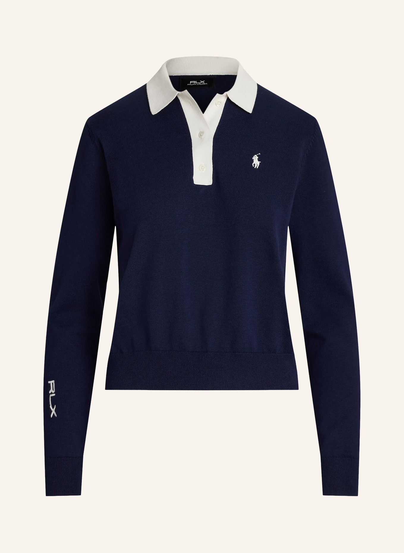 RLX RALPH LAUREN Performance polo shirt: DARK BLUE / WHITE
