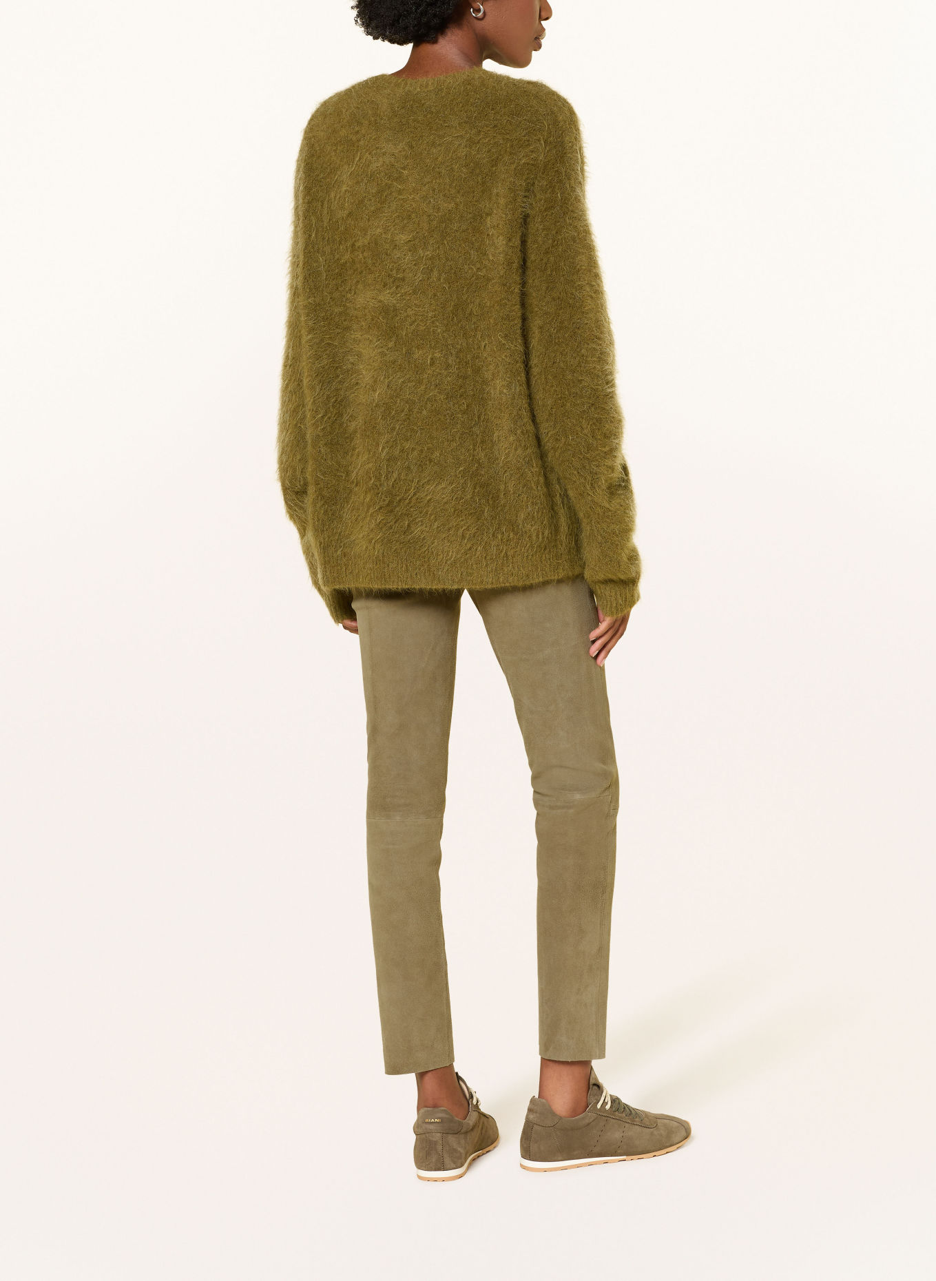 RIANI pantalon en cuir: OLIVE