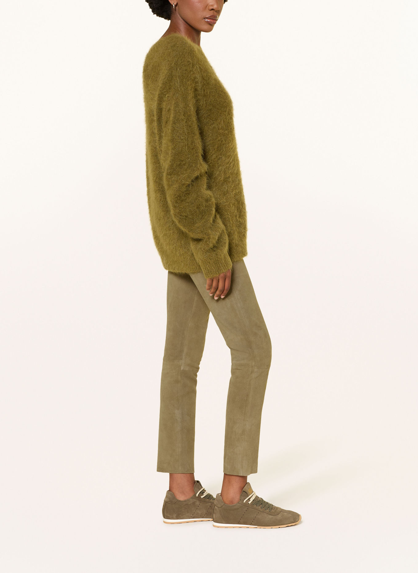 RIANI pantalon en cuir: OLIVE