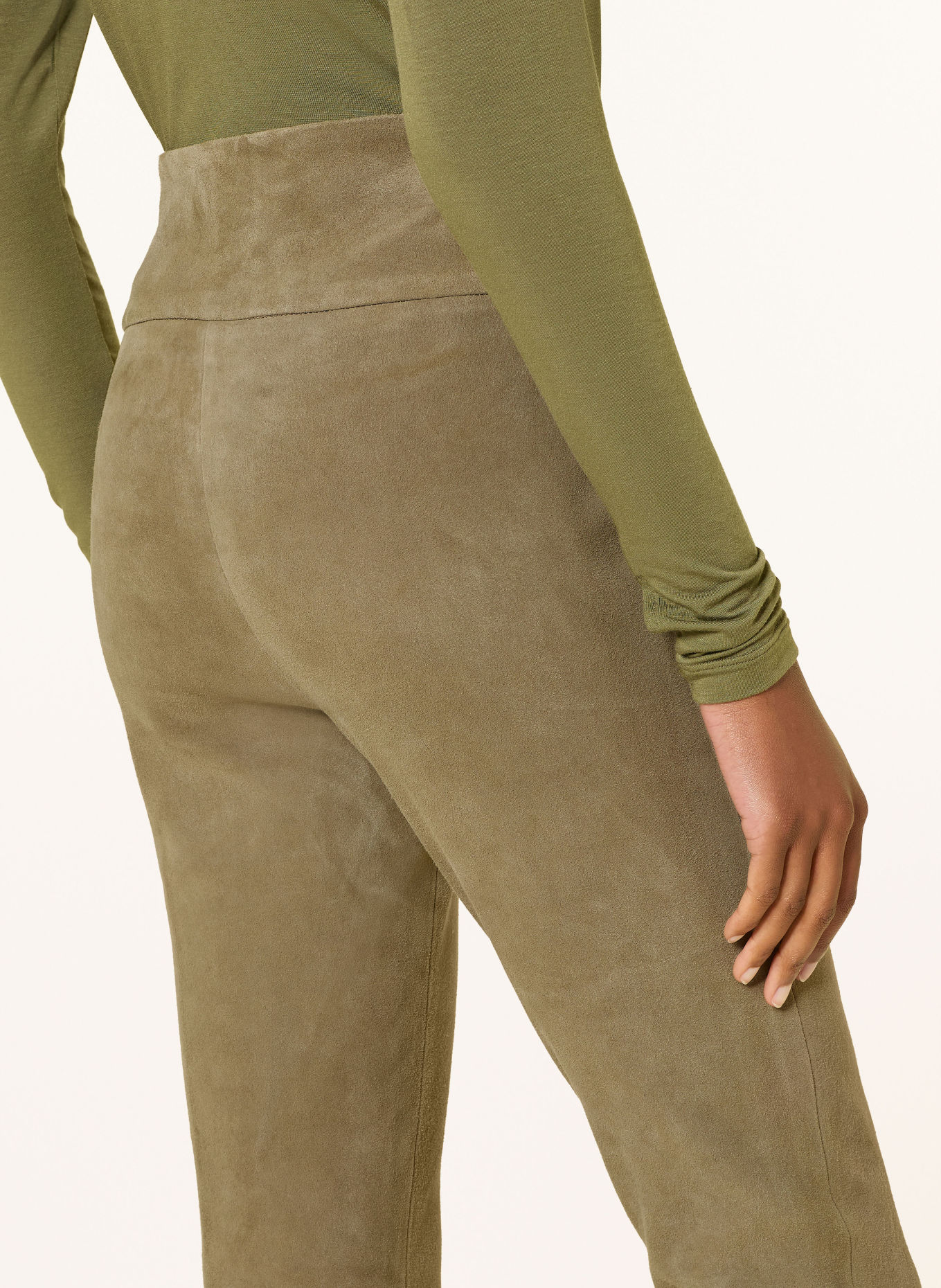 RIANI pantalon en cuir: OLIVE