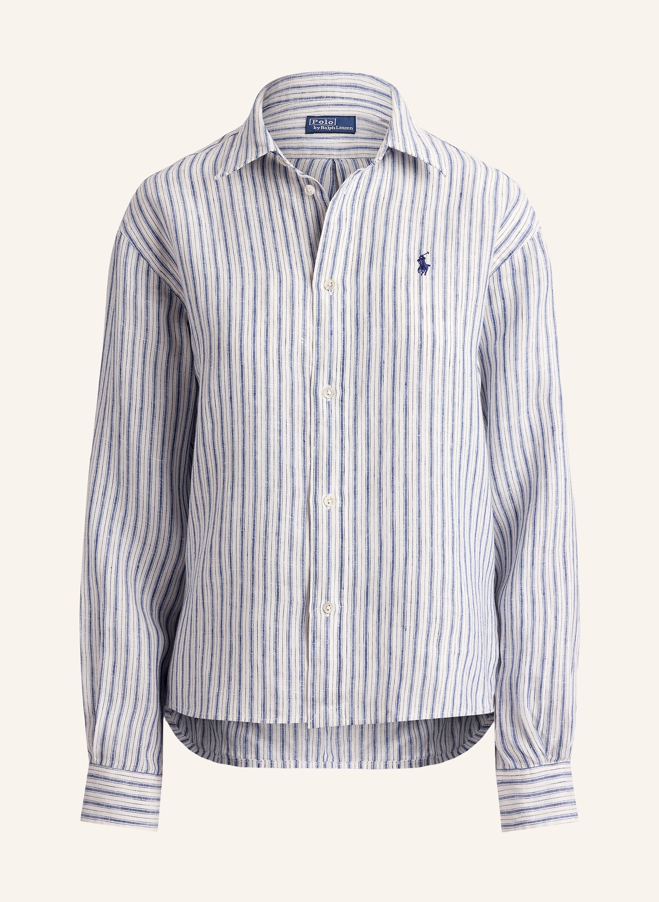 POLO RALPH LAUREN Shirt blouse made of linen: DARK BLUE / WHITE