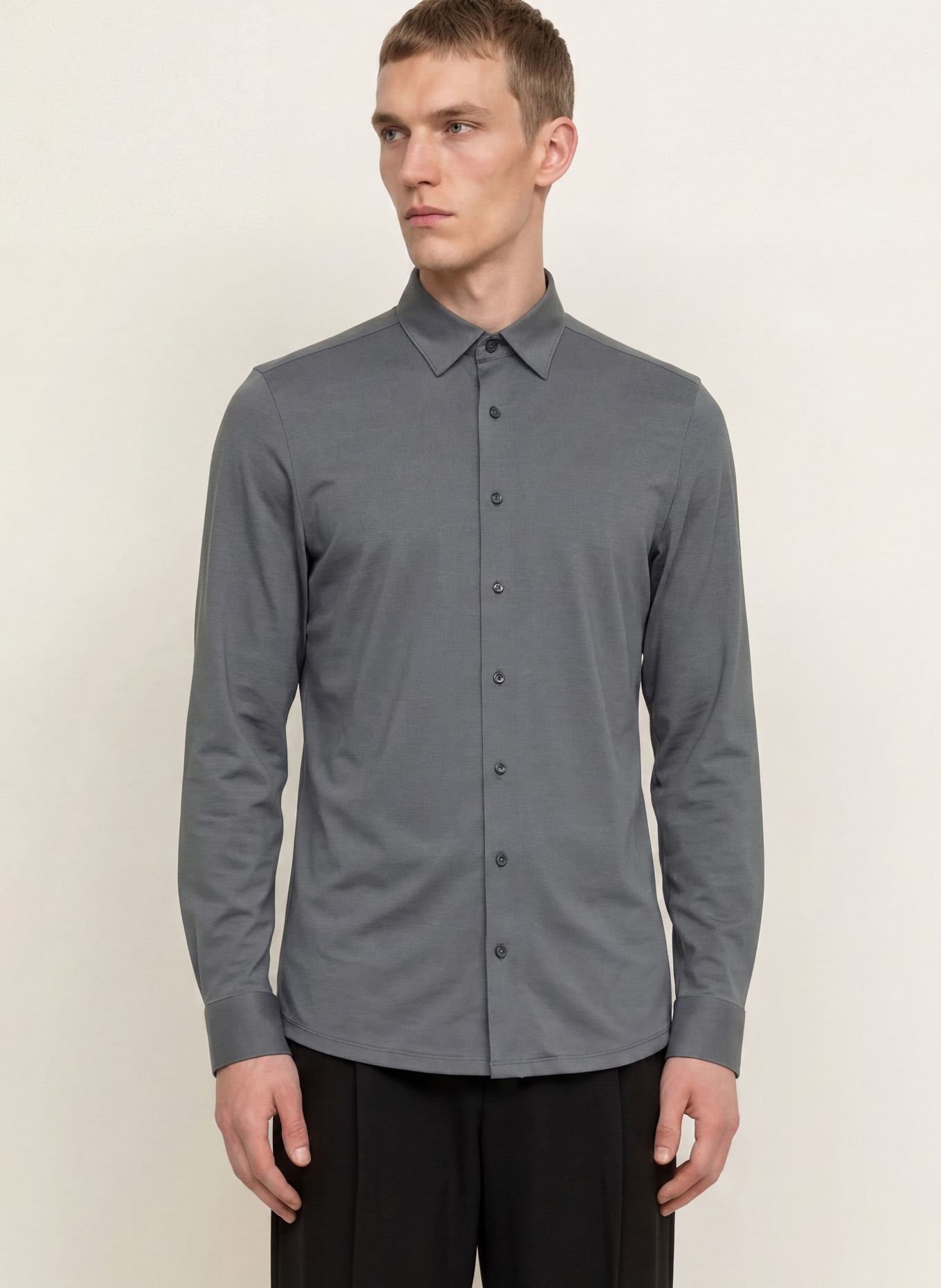 OLYMP Jerseyhemd Level Five 24/Seven body fit: DUNKELGRAU