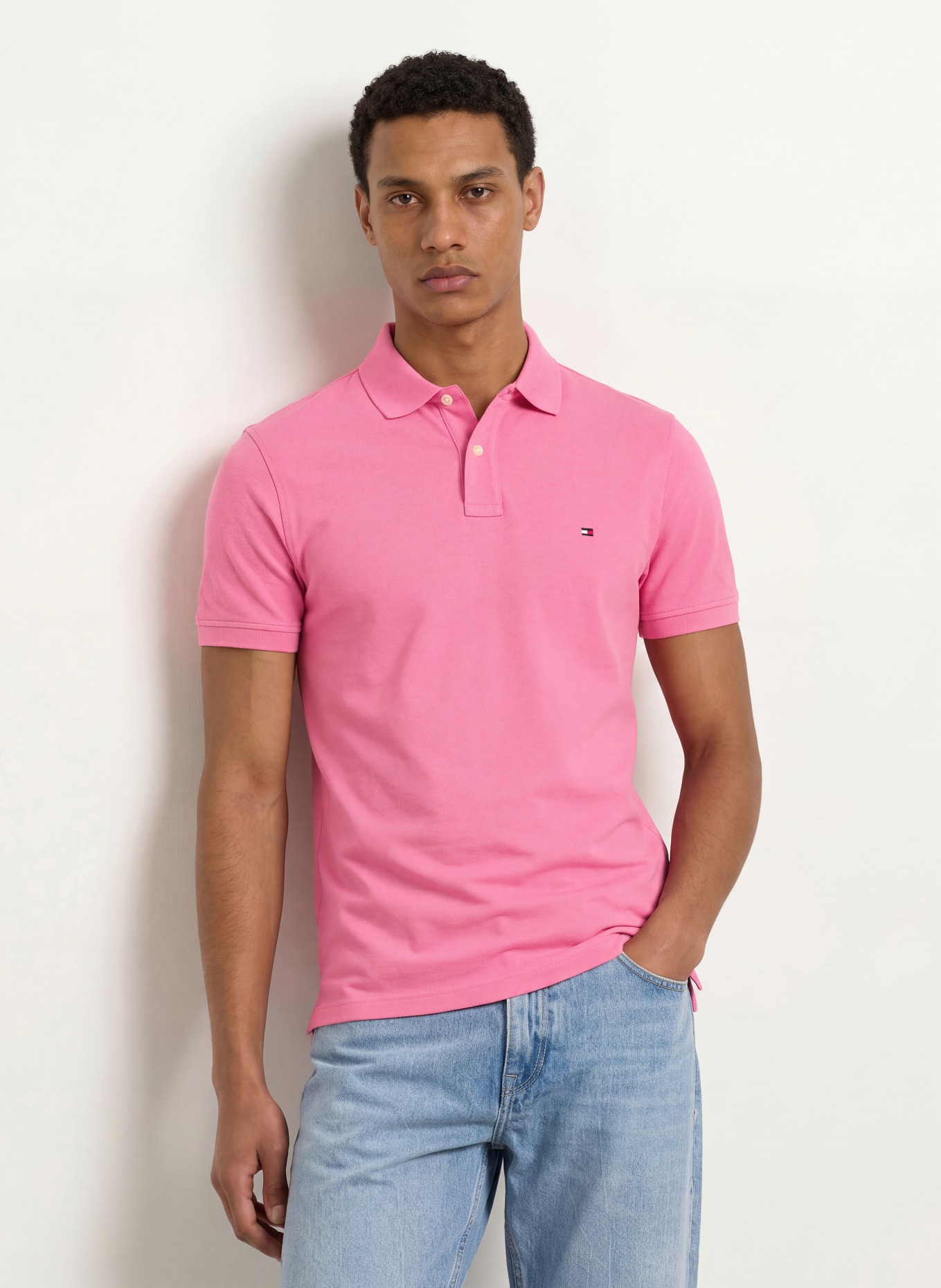 TOMMY HILFIGER Koszulka polo z piki regular fit: MOCNORÓŻOWY