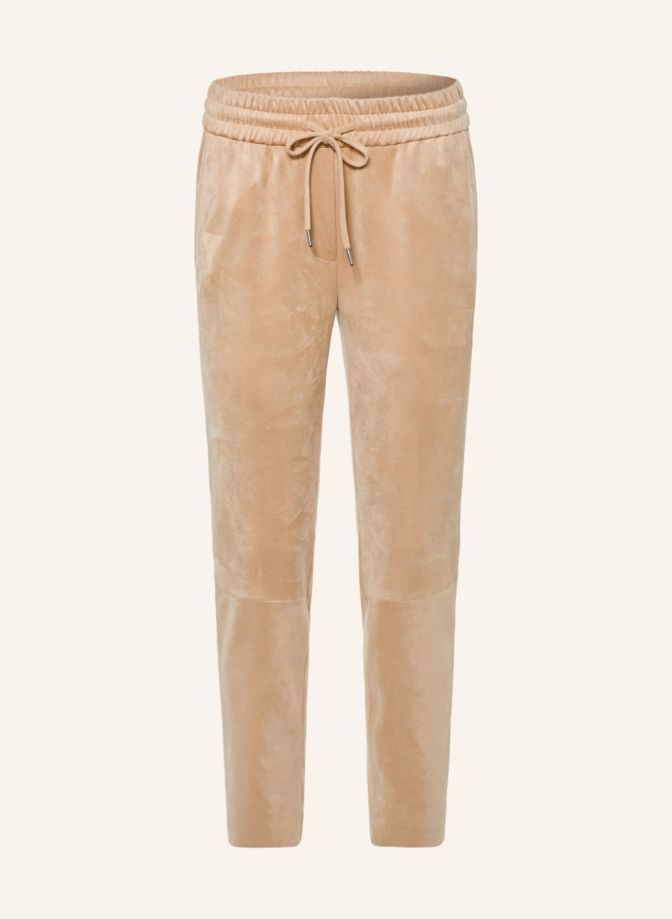 Juvia Leather-look jogging-style pants: BEIGE