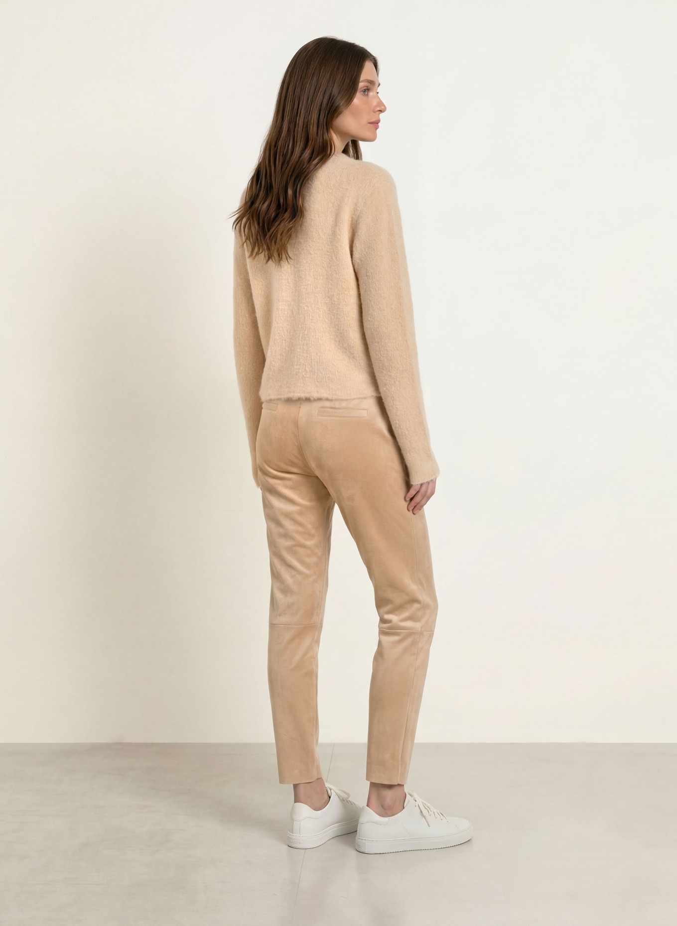Juvia Leather-look jogging-style pants: BEIGE