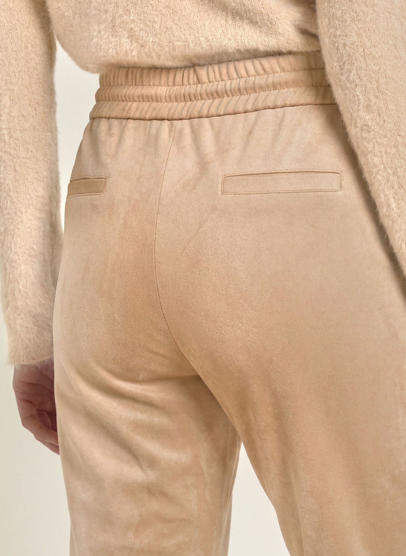 Juvia Leather-look jogging-style pants: BEIGE